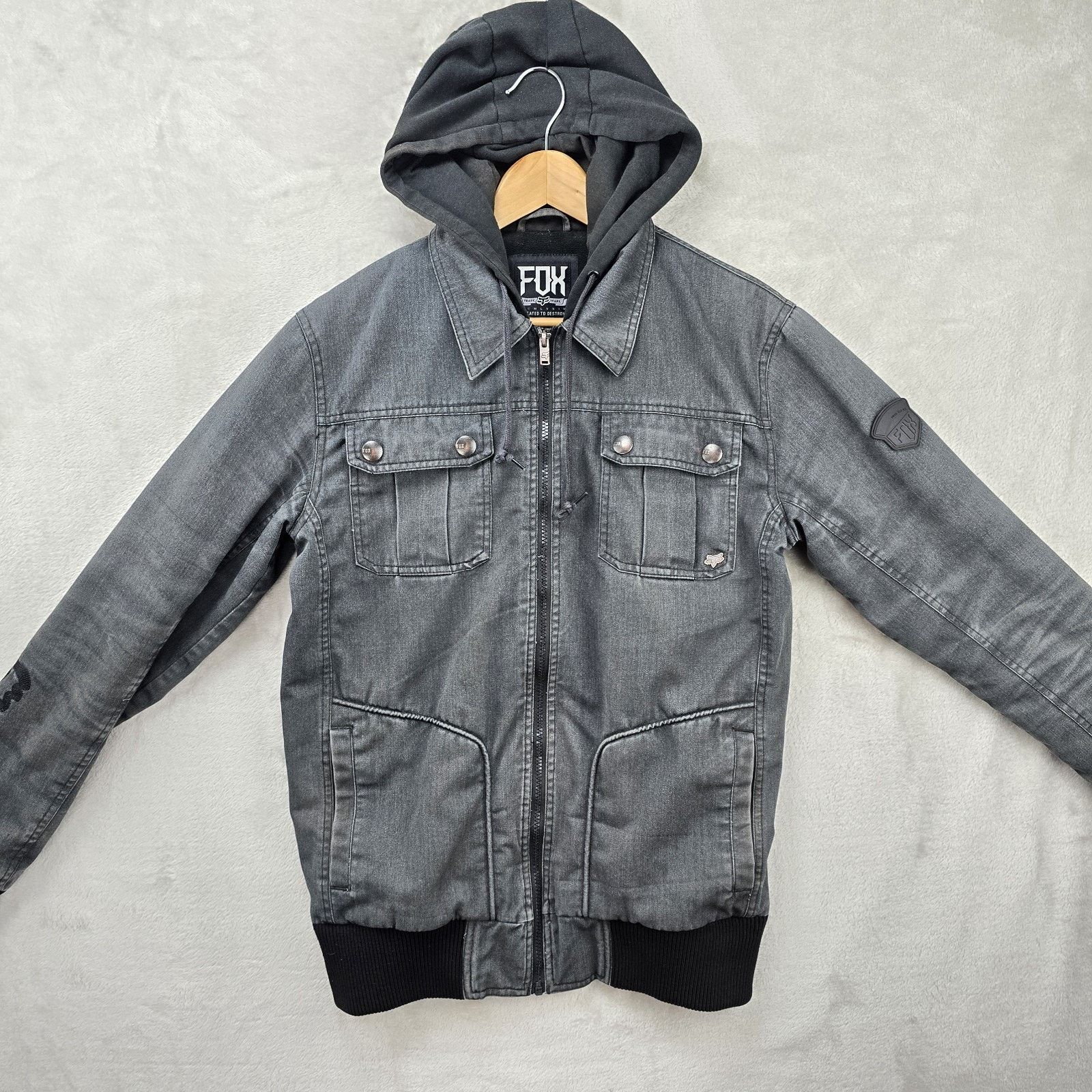 Fox Racing Fox Racing Hooded Jacket Mens Medium Gray Vtg Y2K Motocross Size US M / EU 48-50 / 2 - 2 Thumbnail