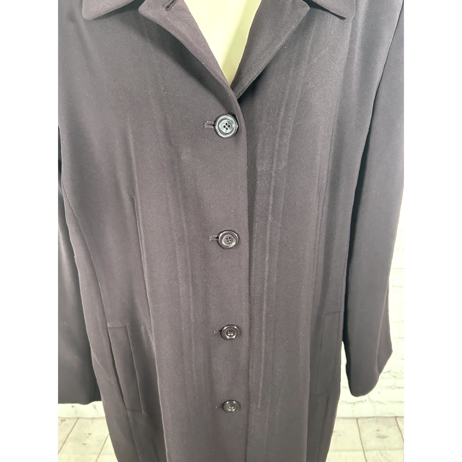 Vintage Gallery Overcoat Dark Purple Long Button Up Women's L Removable Lining Pockets Polyester Coat Size L / US 10 / IT 46 - 4 Thumbnail