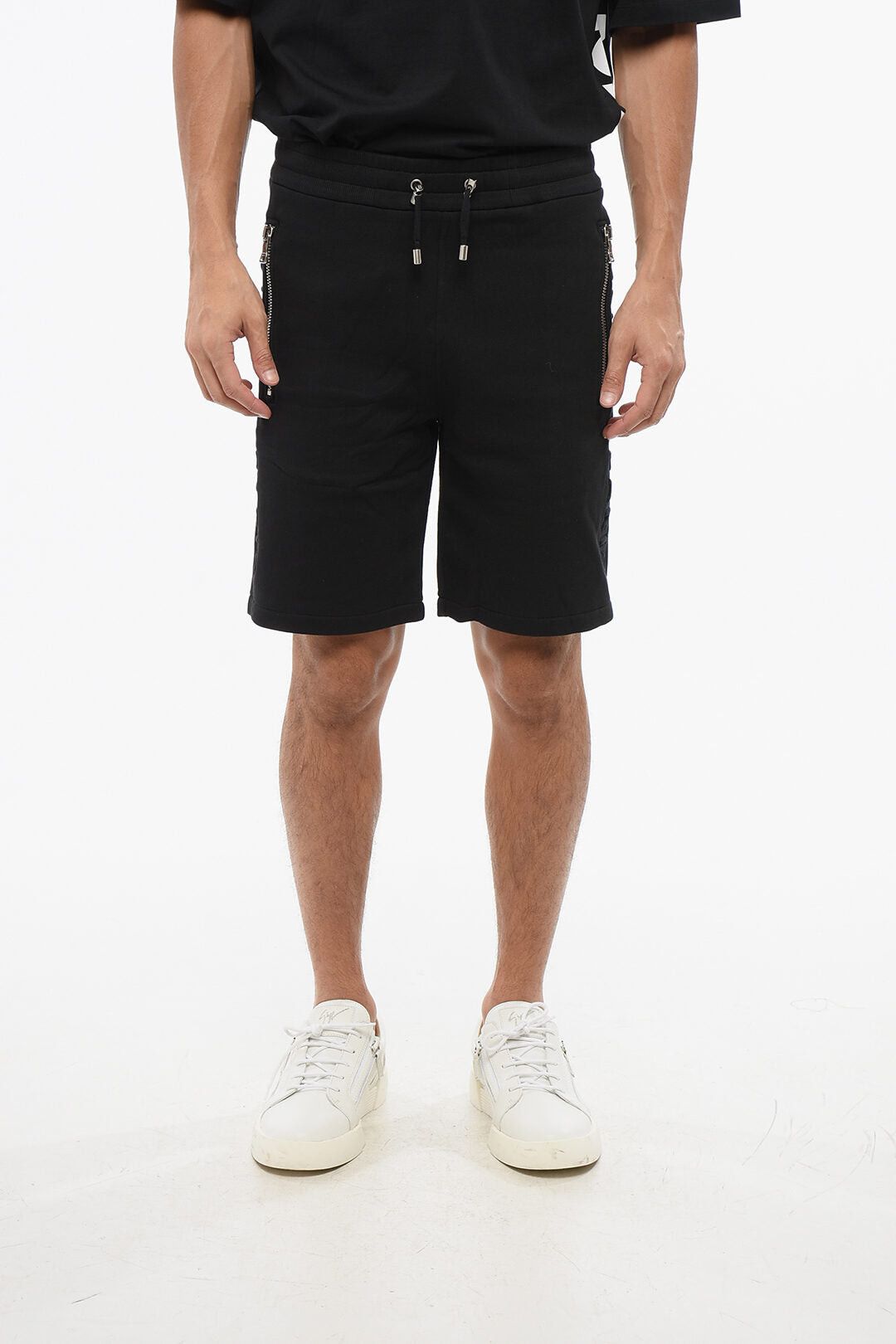 Jersey Shorts With Branded Side Stripes in Black, Men's (Size 30)