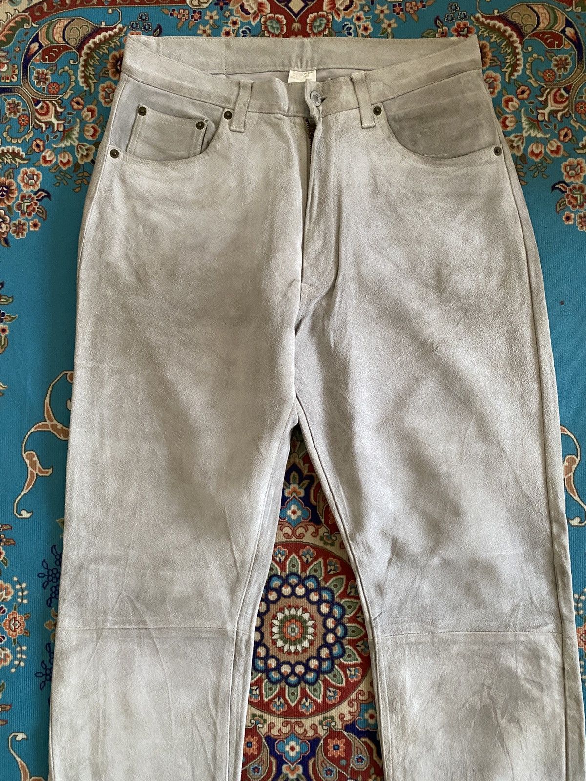 GOODENOUGH × Hiroshi Fujiwara × Japanese Brand Vintage 90s Good Enough Cowhide Suede Leather Pant Size US 30 / EU 46 - 4 Thumbnail