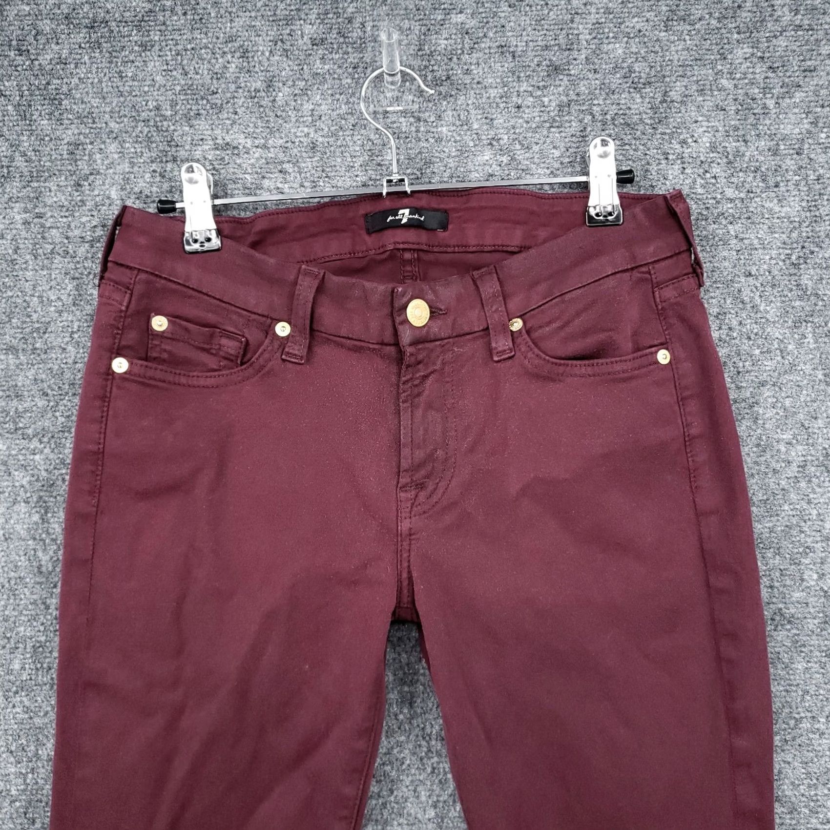 7 For All Mankind 7 For All Mankind Jeans Womens Red Skinny Stretch Low Rise Dark Wash Size 28 Zip Fly Size 28" / US 6 / IT 42 - 3 Thumbnail