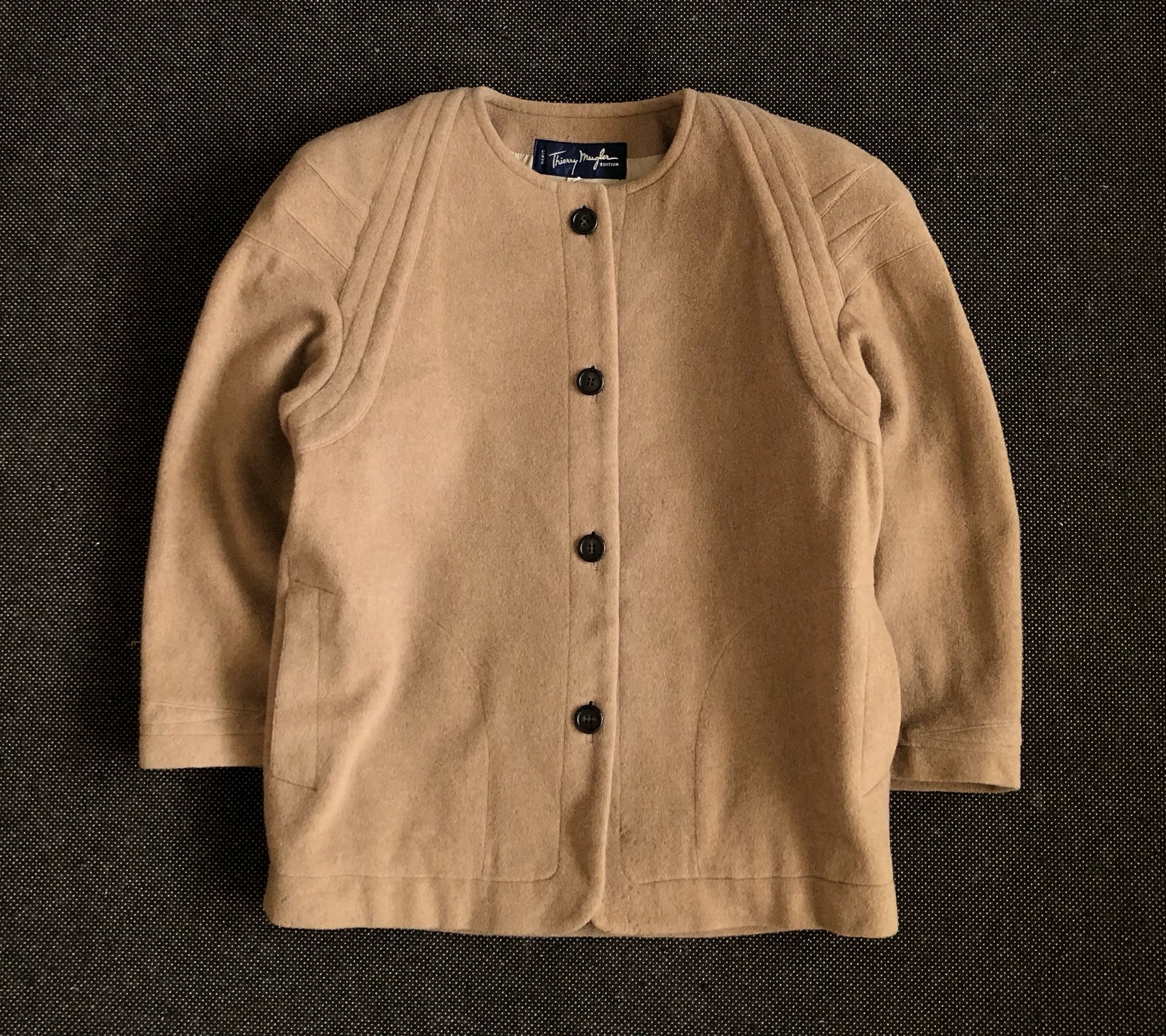 Thierry Mugler RARE🔥80’S CASHMERE WOOL COLLARLESS CARDIGAN JACKET Size M / US 6-8 / IT 42-44 - 1 Thumbnail