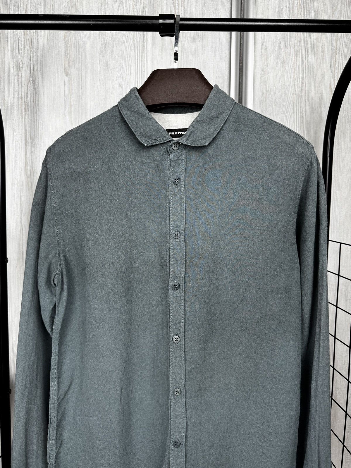 Freitag Freitag Green-Grey Linen Modal E783 Mens Shirt Size US L / EU 52-54 / 3 - 3 Thumbnail