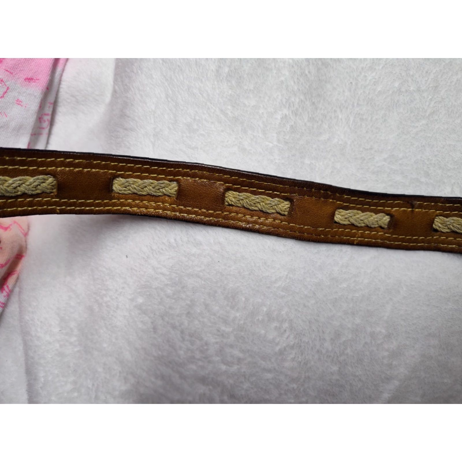 Vintage VINTAGE Leather Belt 1960s Unisex Brown Braided Weave Waist Size 30-33 Hippy Style Size ONE SIZE - 5 Thumbnail