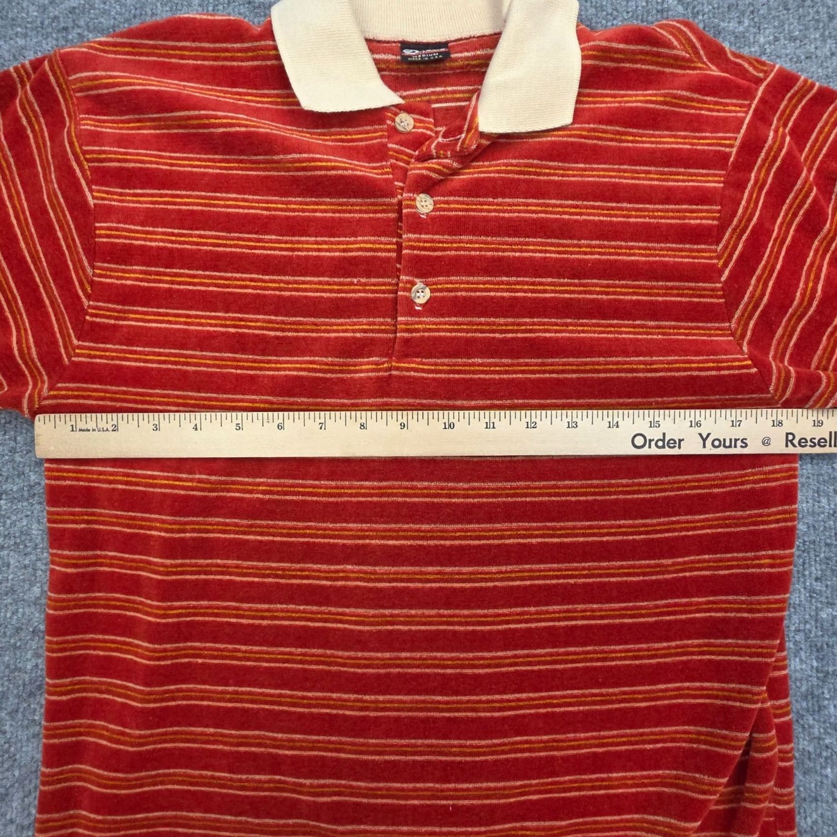 Velour VINTAGE Dorado Shirt Henley Long Sleeve Striped Men's Medium Orange Velour USA Shirt Mens Size US M / EU 48-50 / 2 - 7 Thumbnail