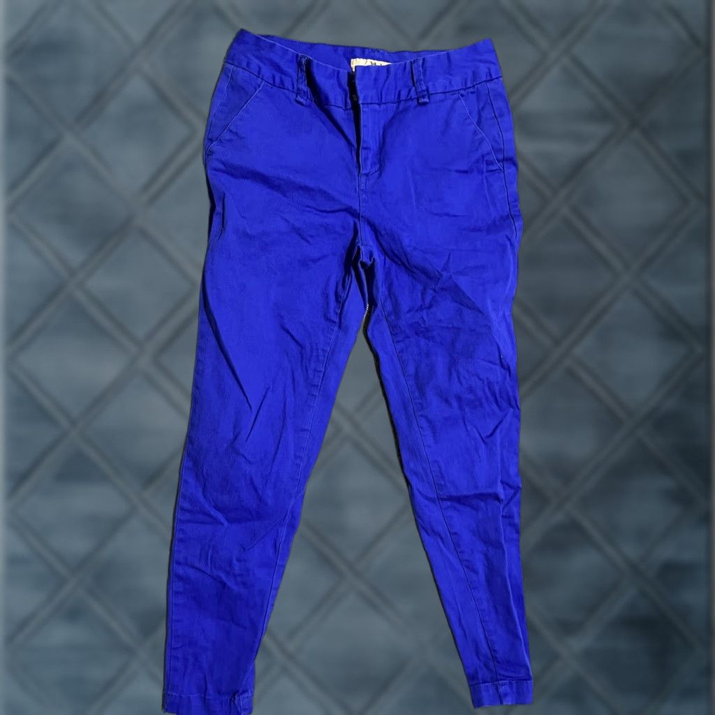 Vintage Hybrid & Company Pants Women 7 Blue Cotton Tapered Leg Chino Front Flat Pockets Size 28" / US 6 / IT 42 - 1 Thumbnail