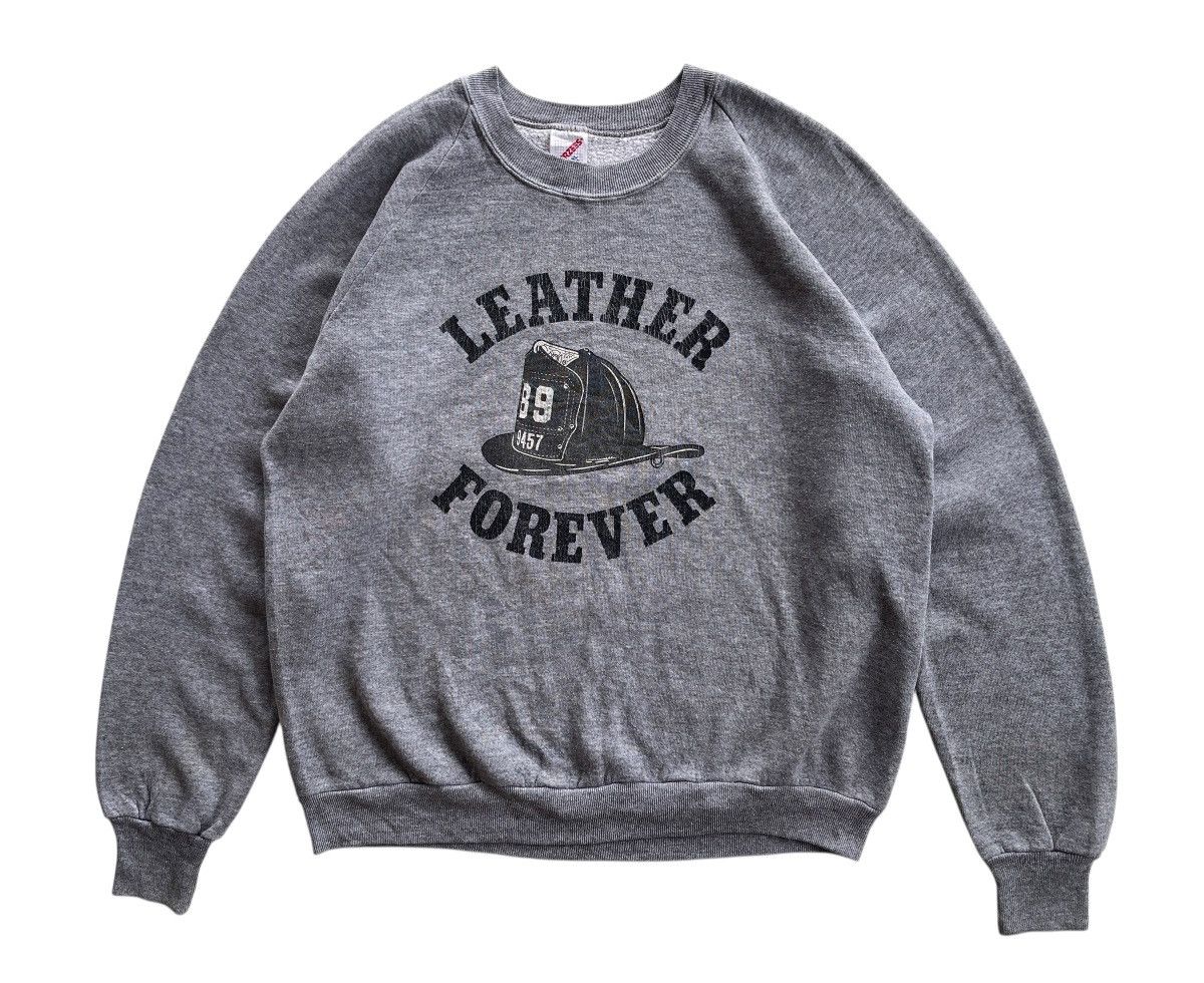Vintage 80s Jerzees Crewneck Leather Forever Sweatshirt Size US XL / EU 56 / 4 - 3 Thumbnail