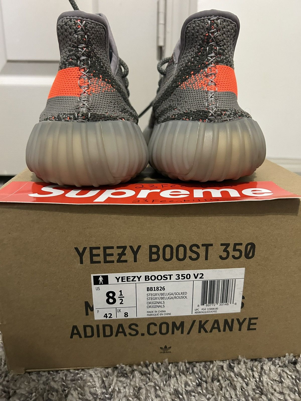 Adidas Men’s Size 8.5 Adidas Yeezy Boost 350 V2 2016 Used Beluga Size US 8.5 / EU 41-42 - 8 Thumbnail