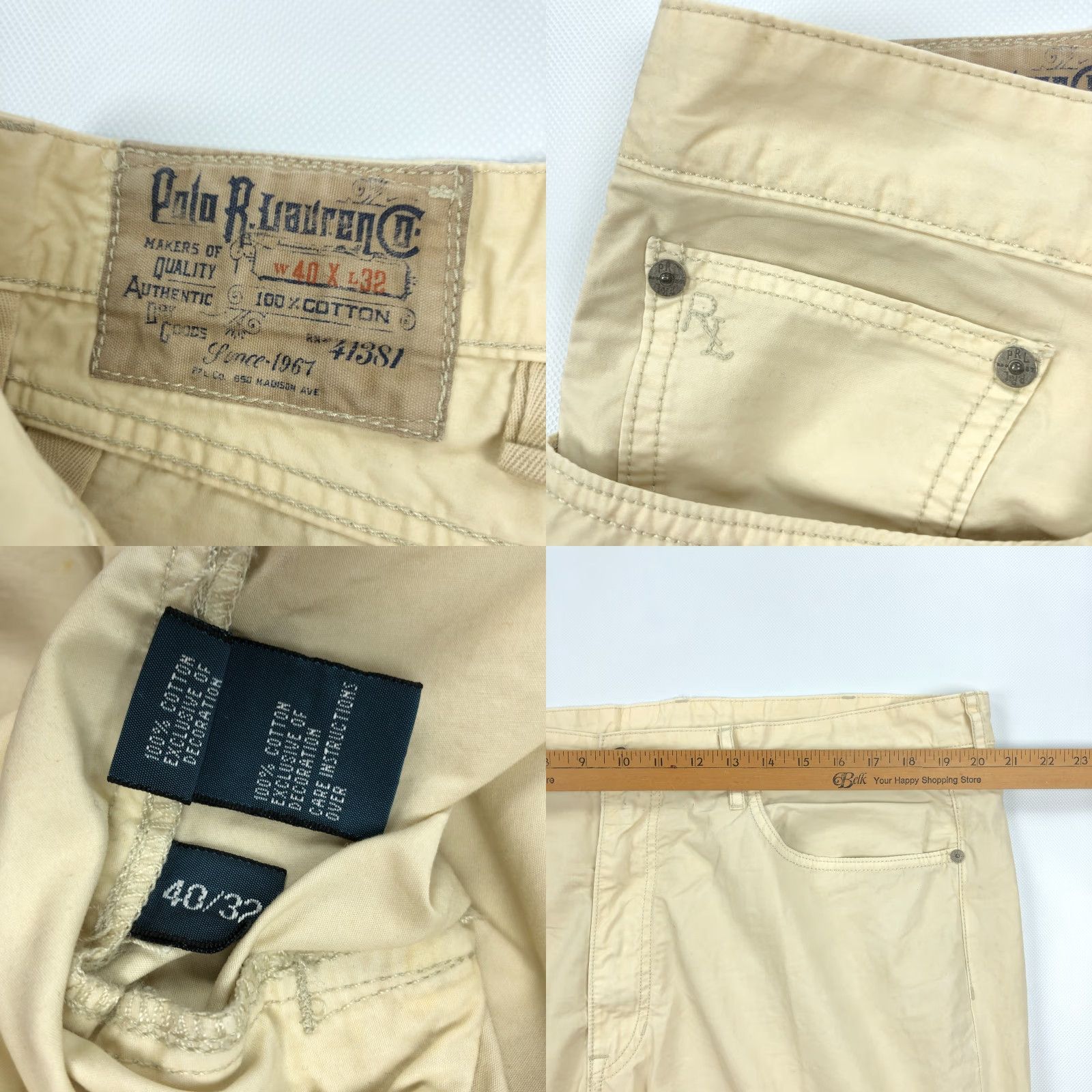 Polo Ralph Lauren Polo Ralph Lauren Jeans Slim 40x32 Varick Beige Distressed 5-Pocket Denim Men’s 40 Regular Medium Wash Varsity Vintage No Size US L / EU 52-54 / 3 - 9 Thumbnail