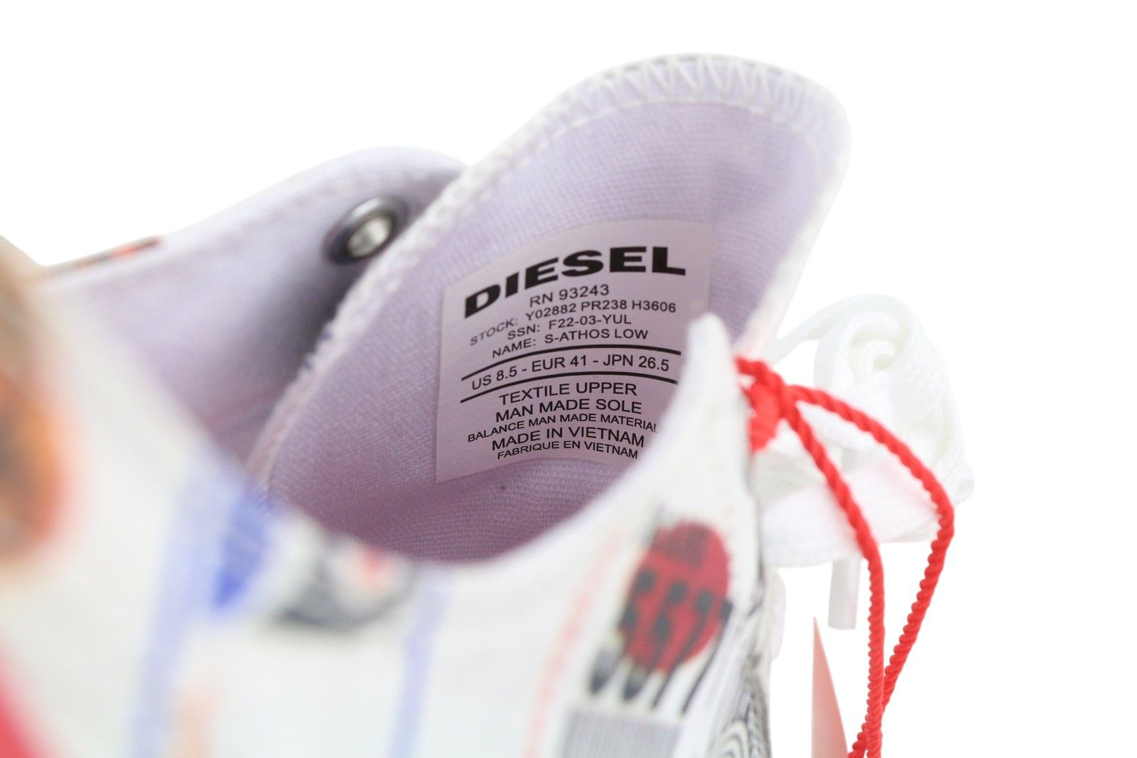 Diesel S-ATHOS LOW EU41 Patterned Low Top Laced Almond Toe 40848 Size US 8.5 / EU 41-42 - 11 Thumbnail