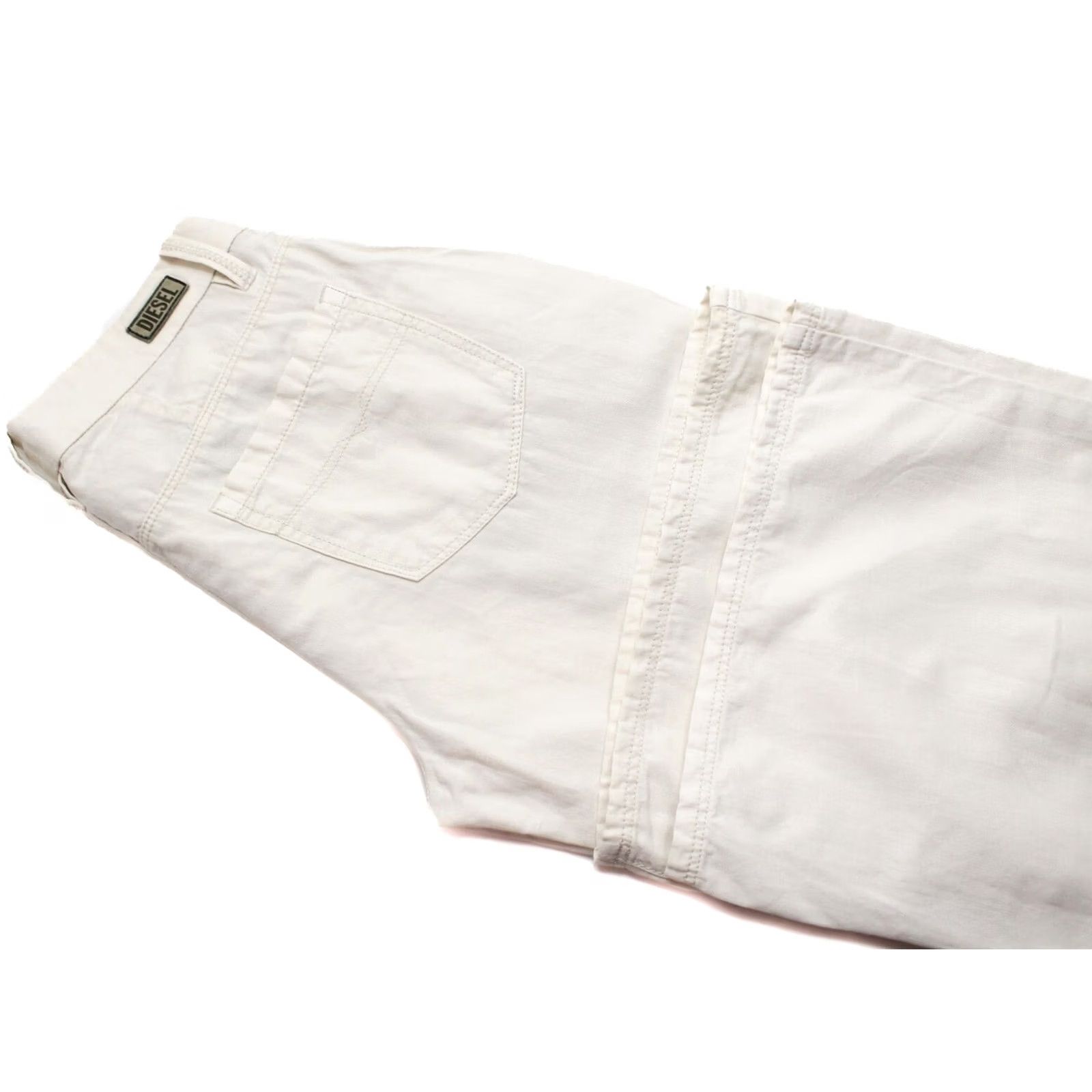 Diesel Diesel Flairlegg-a Regular-Flare 00DQZ Trousers Women's W26 Linen Blend Ivory Size 26" / US 2 / IT 38 - 5 Thumbnail