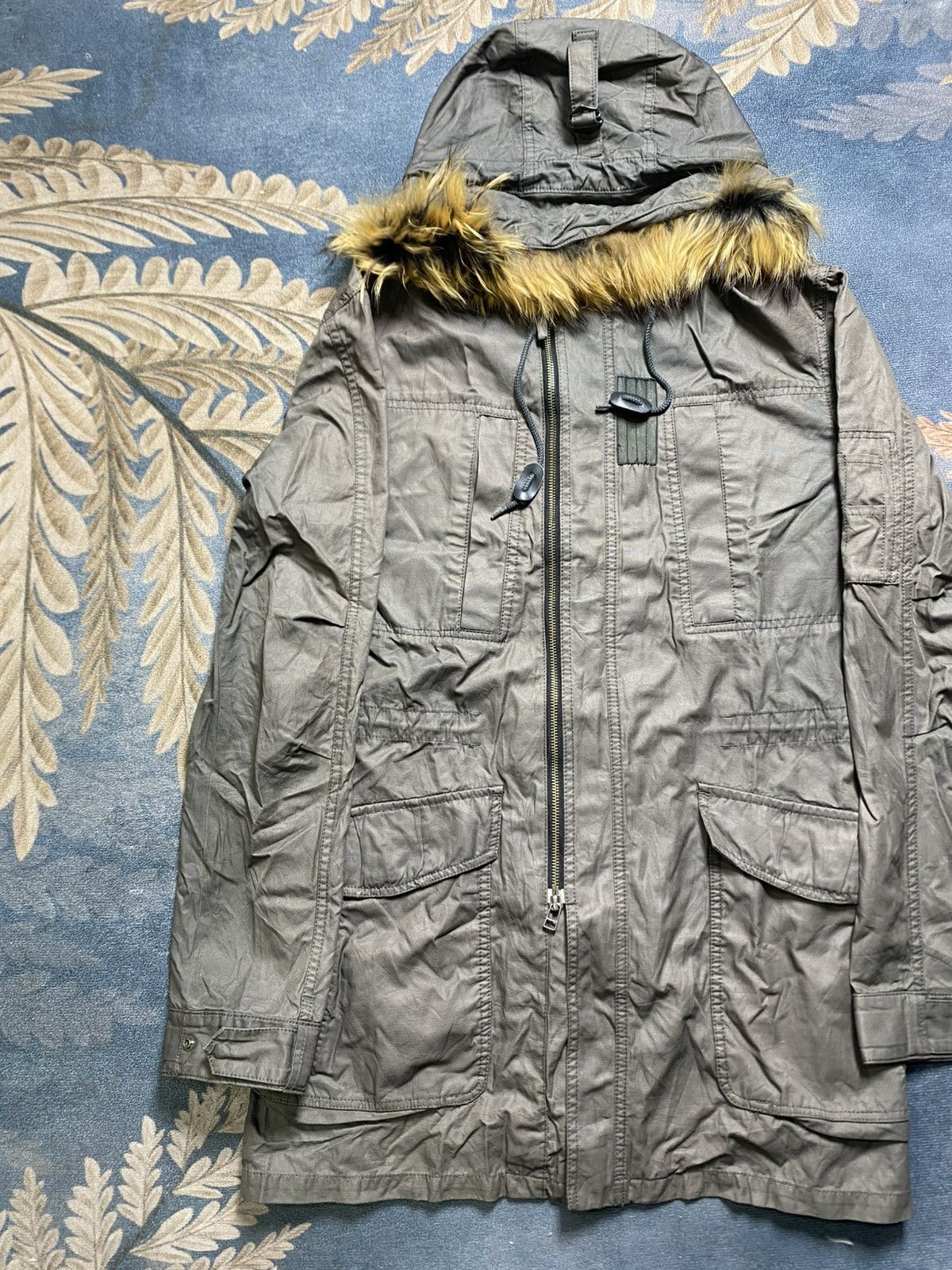 Vintage VINTAGE KATHARINE HAMNETT LONDON LONG COAT FUR HOODIE Size US L / EU 52-54 / 3 - 4 Thumbnail
