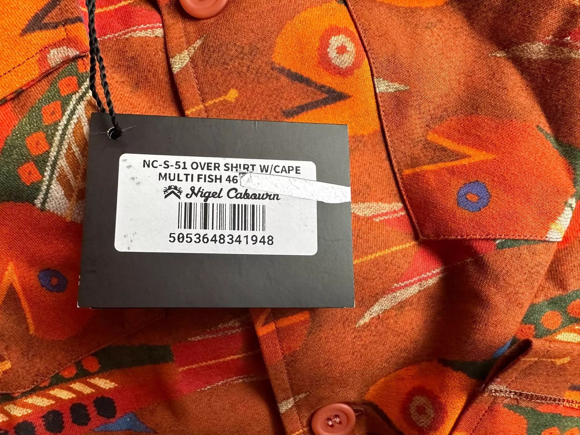 Nigel Cabourn Nigel Cabourn Overshirt w/ Cape Multi Fish Print Size US S / EU 44-46 / 1 - 7 Thumbnail