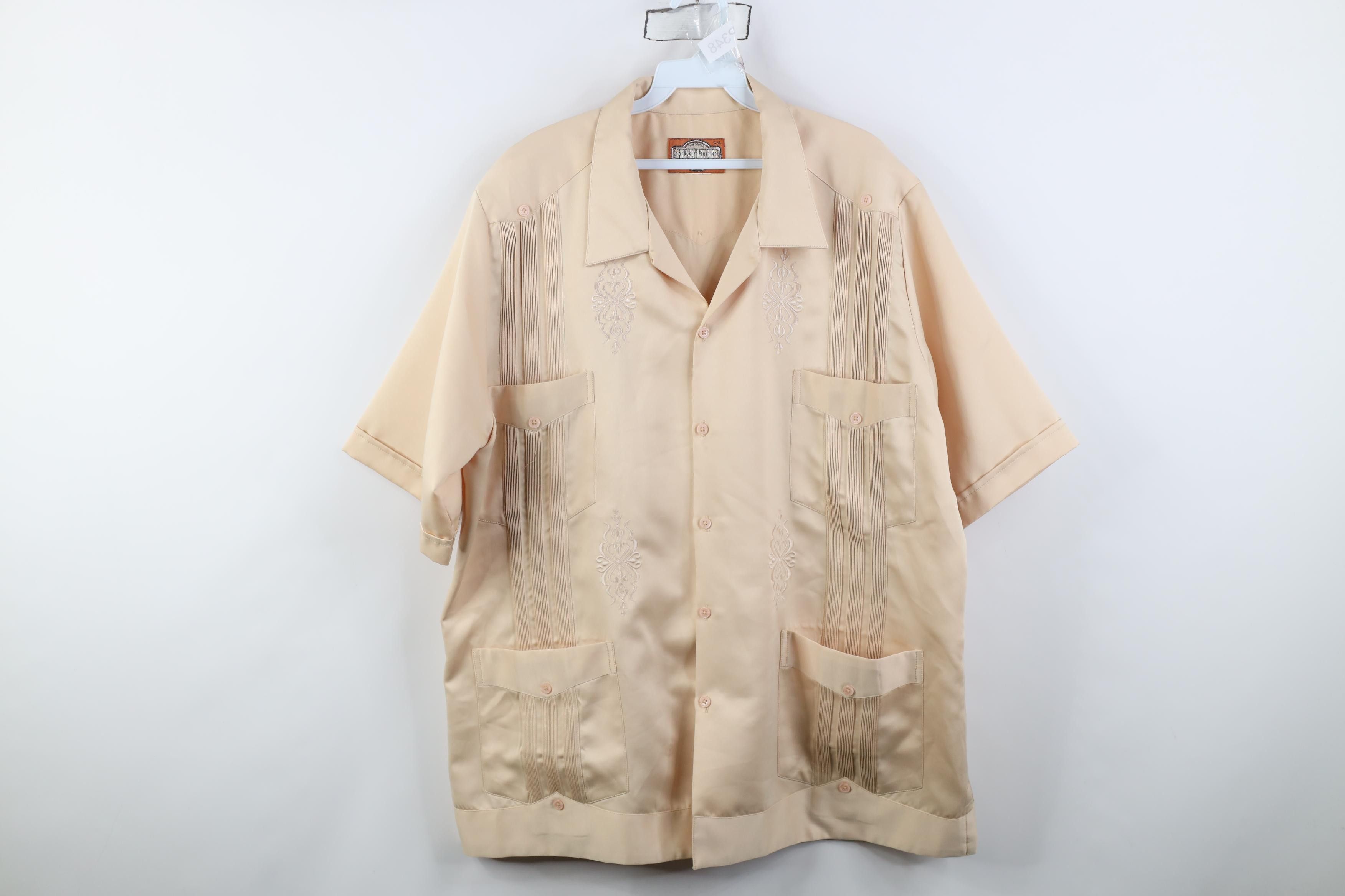 Vintage Vintage 90s Rockabilly Western Wedding Button Shirt Beige Size US XXL / EU 58 / 5 - 1 Thumbnail
