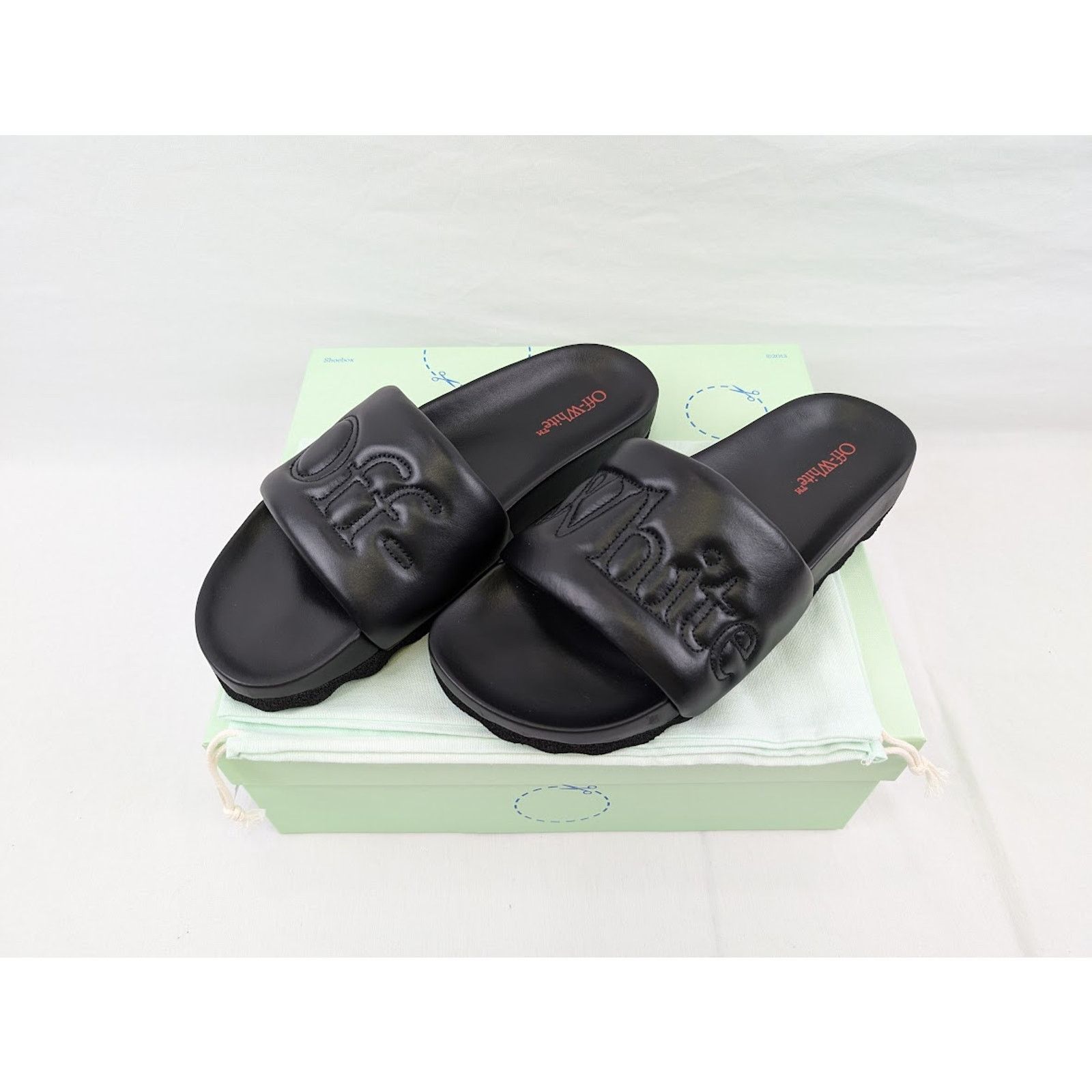 Off-White o1rshd1 Bookish Leather Slider in Black Size US 12 / EU 45 - 22 Thumbnail