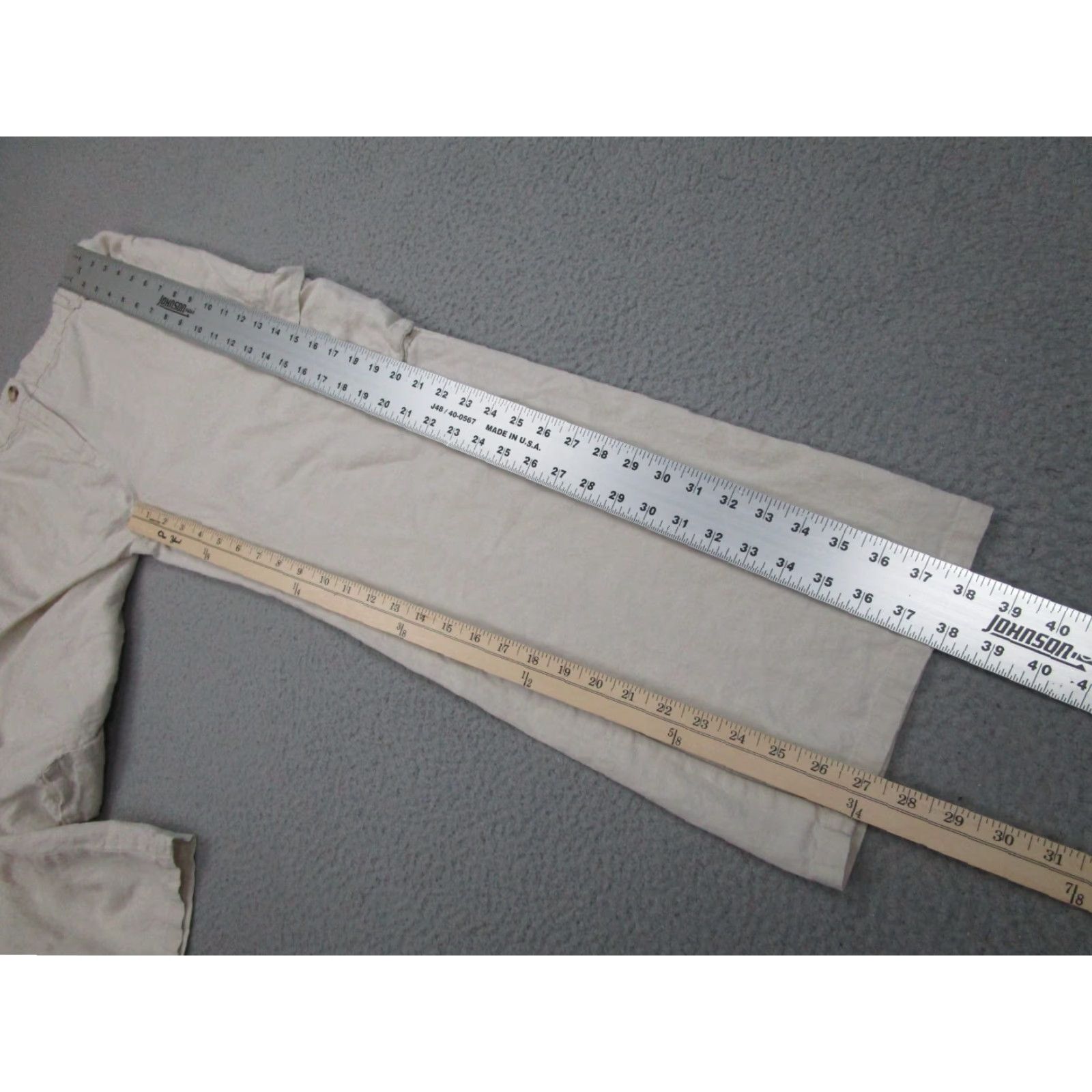 Vintage HG Pants Womens L Beige Linen Rayon Wide-Leg Cargo Beach Coastal Resort Casual Size 36" / US 14 / IT 50 - 3 Thumbnail