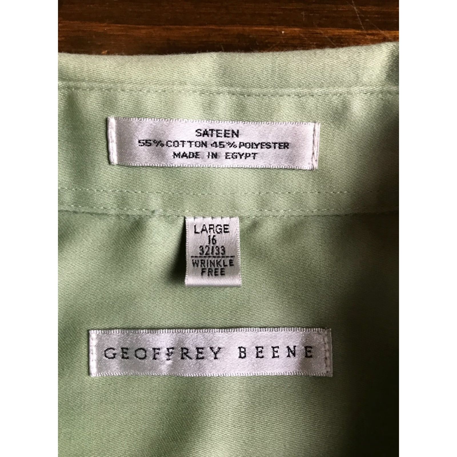 Geoffrey Beene Geoffrey Beene Shirt Men's Large 16 32/33 Green Sateen Button-Down Casual Size US L / EU 52-54 / 3 - 5 Thumbnail