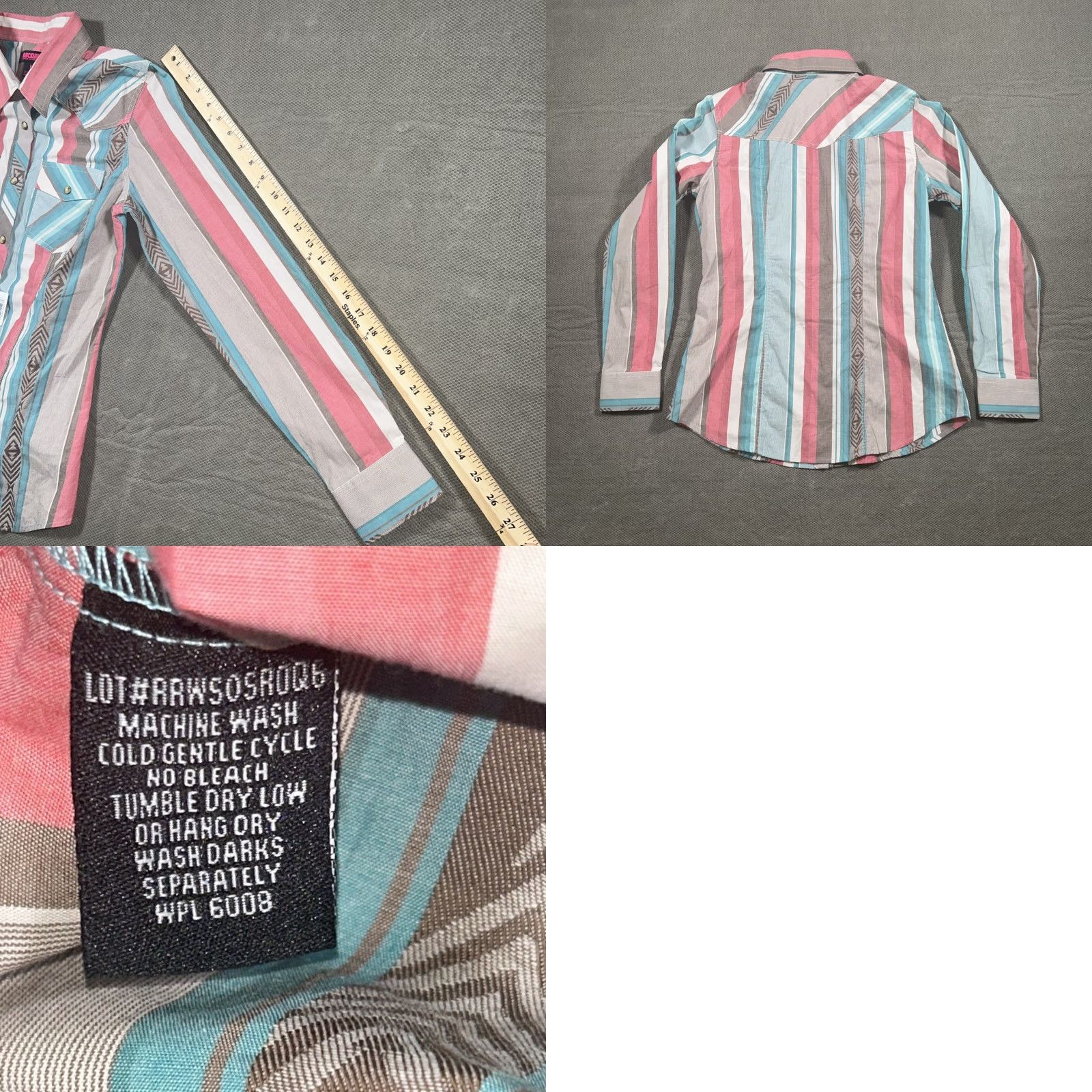 Denime Rock & Roll Denim Shirt Aztec Pearl Snap Long Sleeve Womens Size M Multicolor Denim Shirt Size M / US 6-8 / IT 42-44 - 9 Thumbnail