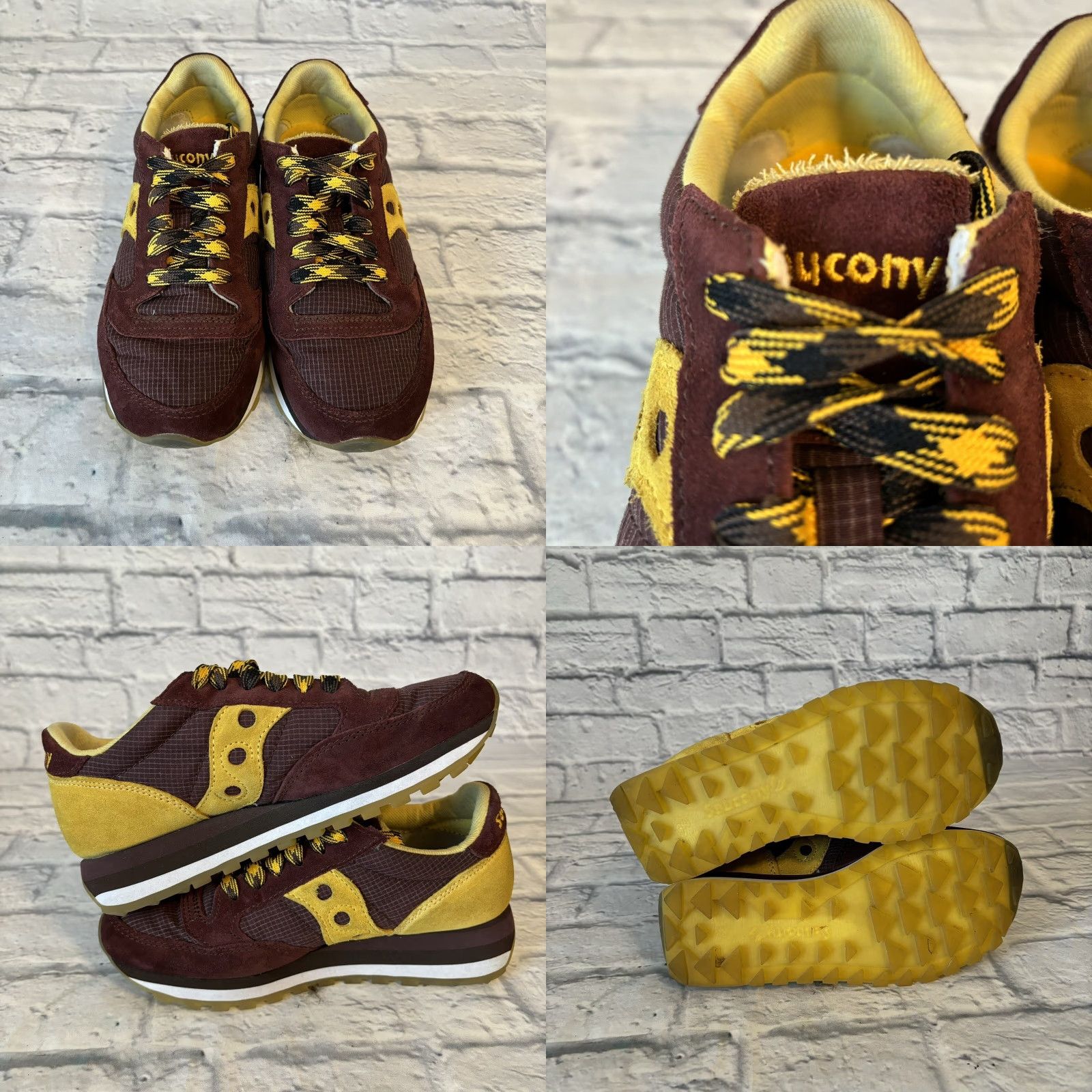 Saucony Saucony Jazz Original Womens Size 6 Dark Red Burgundy / Yellow Retro Low Top Sneaker Size M / US 6-8 / IT 42-44 - 8 Thumbnail