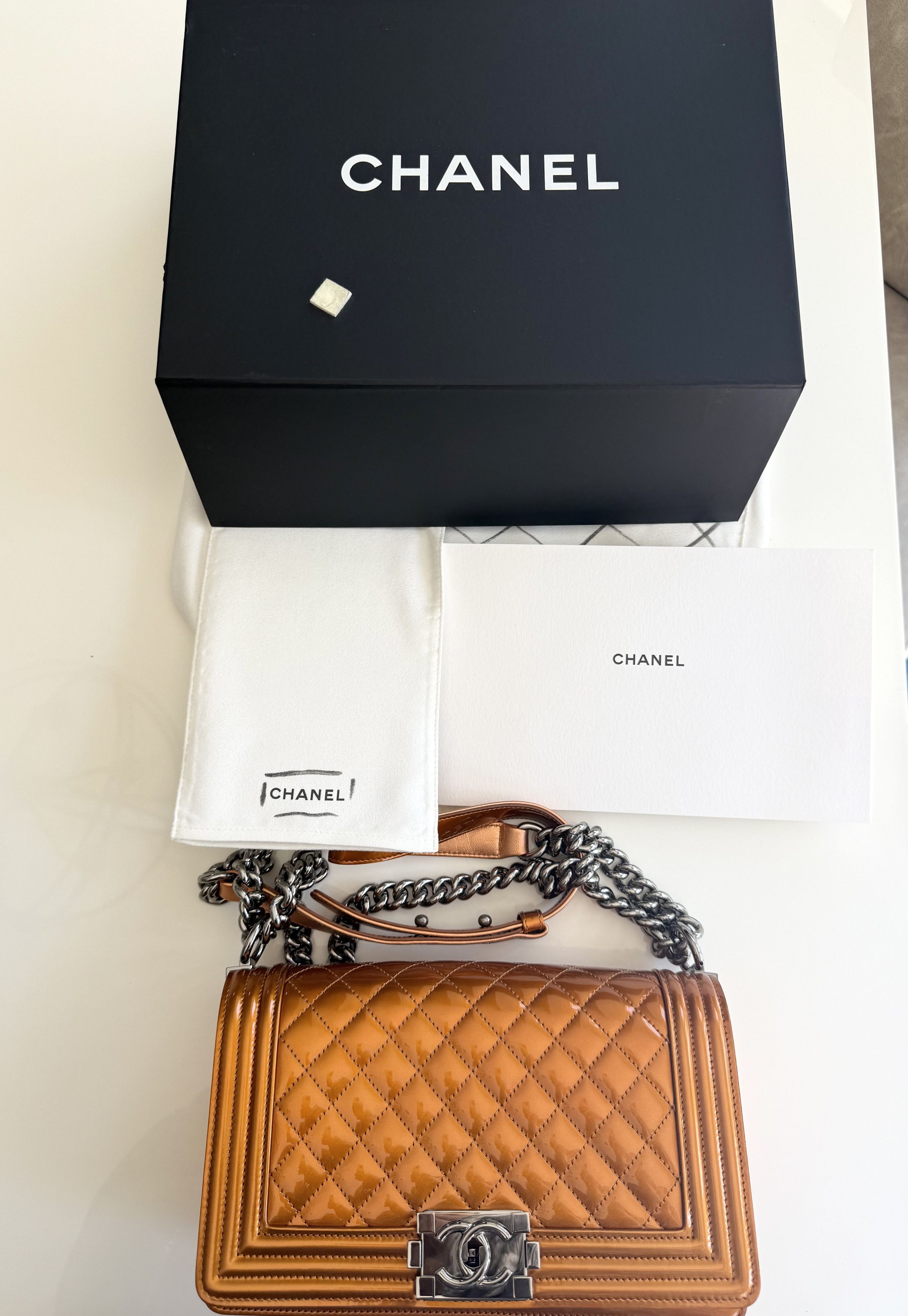 Chanel Chanel Boy Bag Metallic Bronze Quilted, Rare Edition Size ONE SIZE - 9 Thumbnail