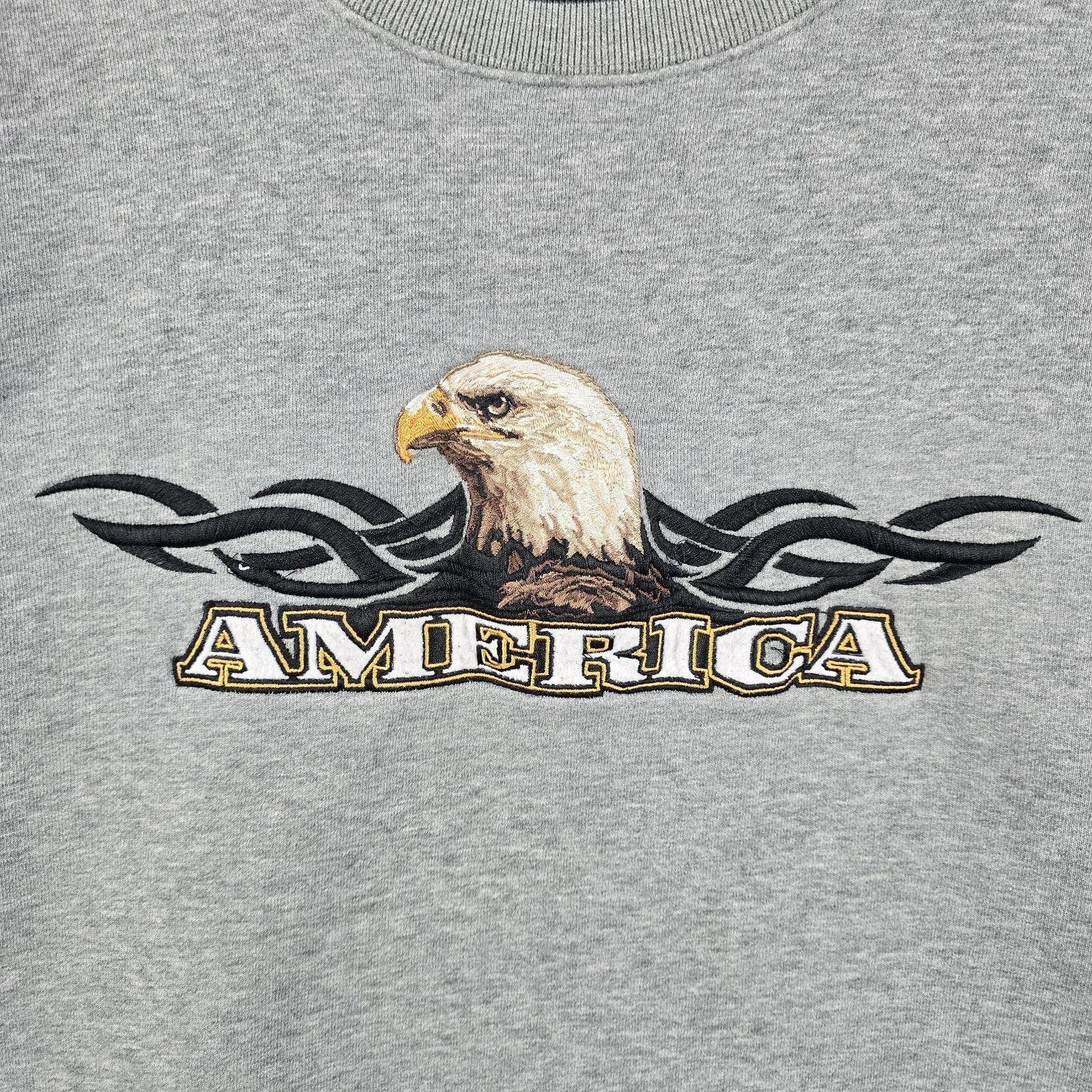 Croft & Barrow Croft & Barrow America Gray Sweatshirt Large Tribal Eagle Size US L / EU 52-54 / 3 - 3 Thumbnail