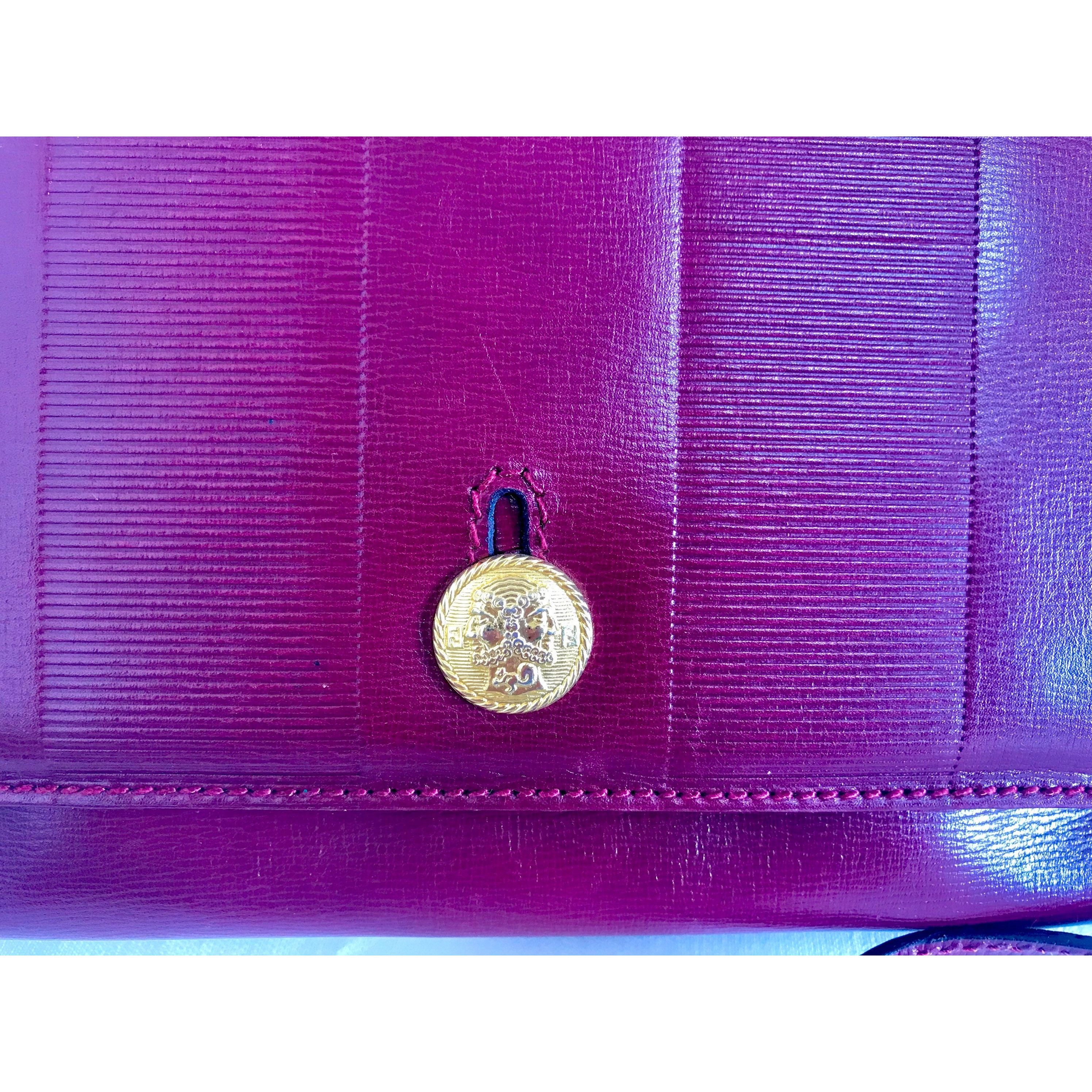 Fendi Vintage FENDI wine leather shoulder bag, large clutch purse Size ONE SIZE - 3 Thumbnail