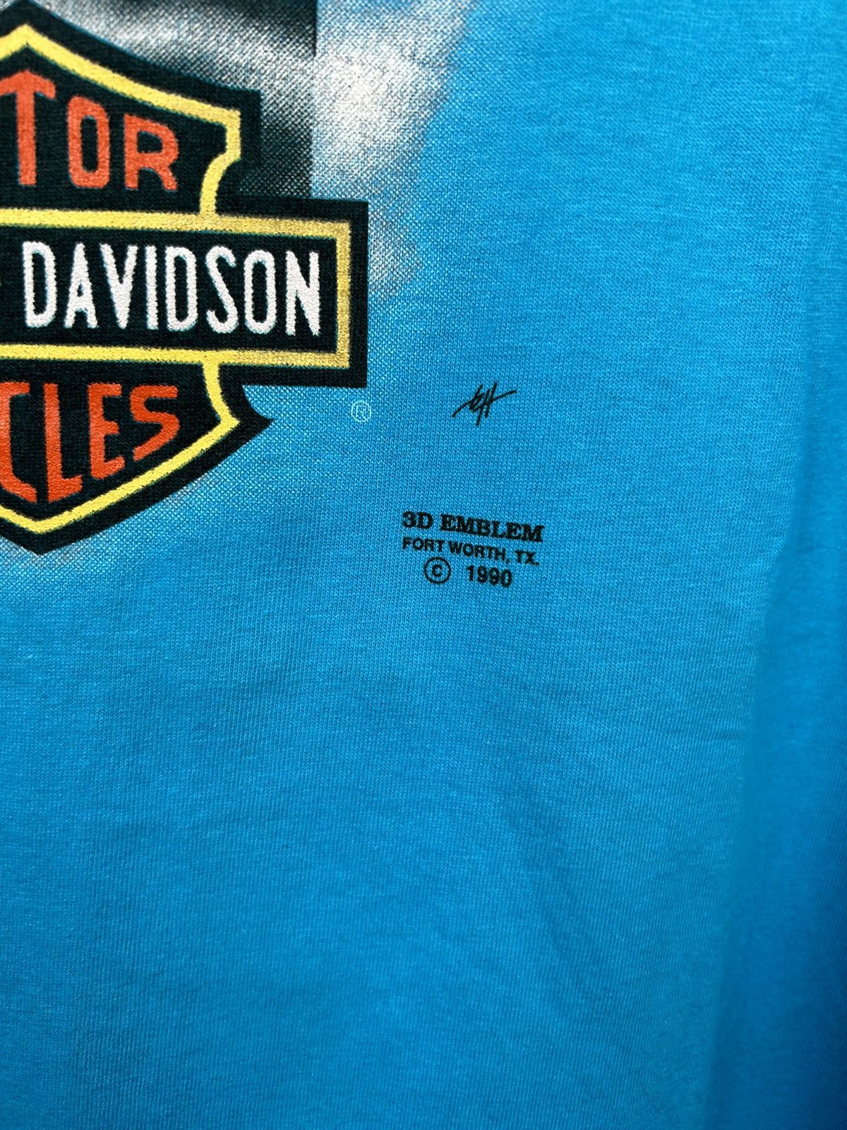 Harley Davidson × Vintage Vintage 3D Emblem Harley Davidson 1990 T shirt Size US L / EU 52-54 / 3 - 9 Thumbnail