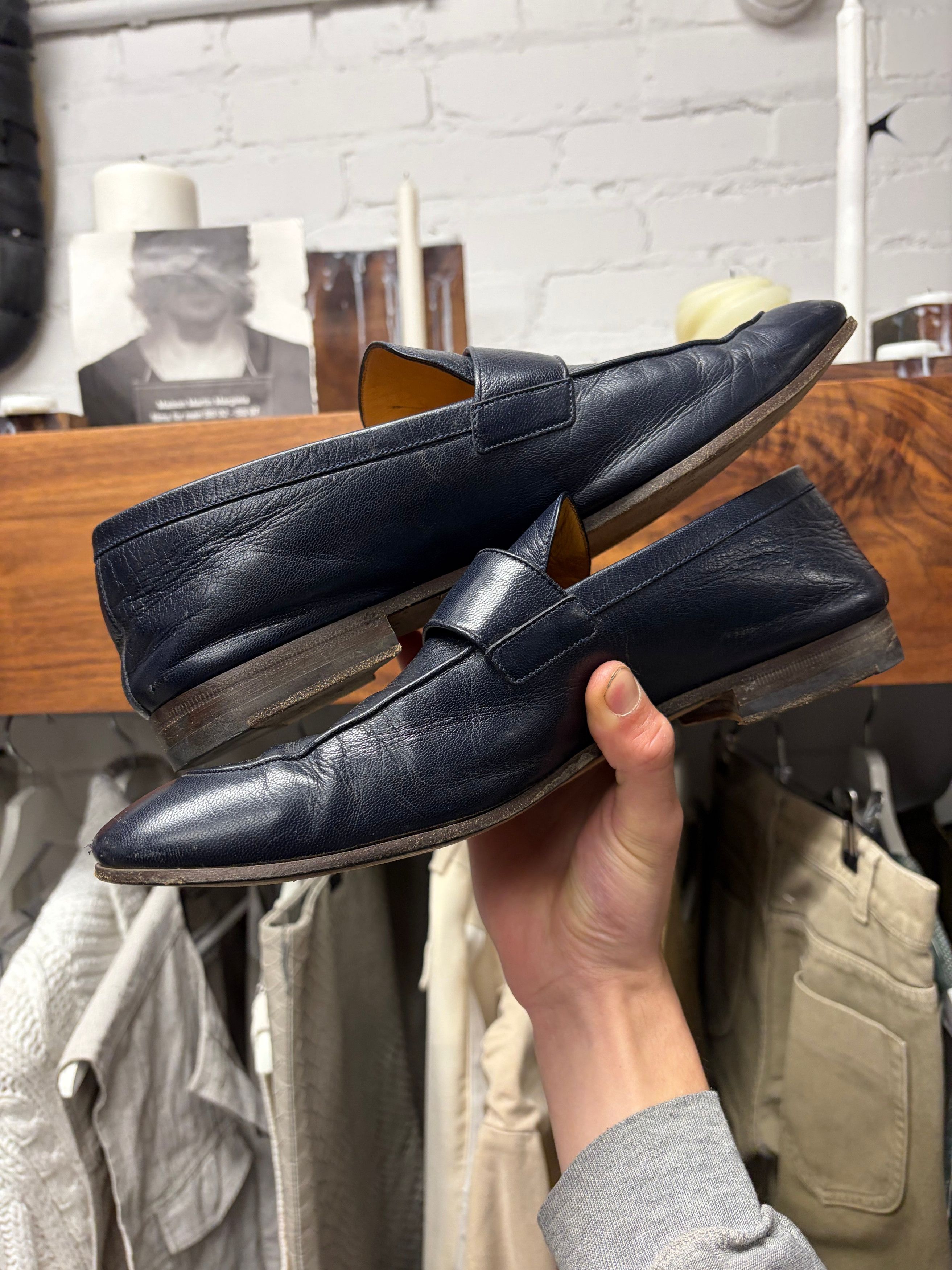 Gucci Gucci ‘Quentin’ Blue Leather Wood Sole Loafers Size US 8 / EU 41 - 3 Thumbnail