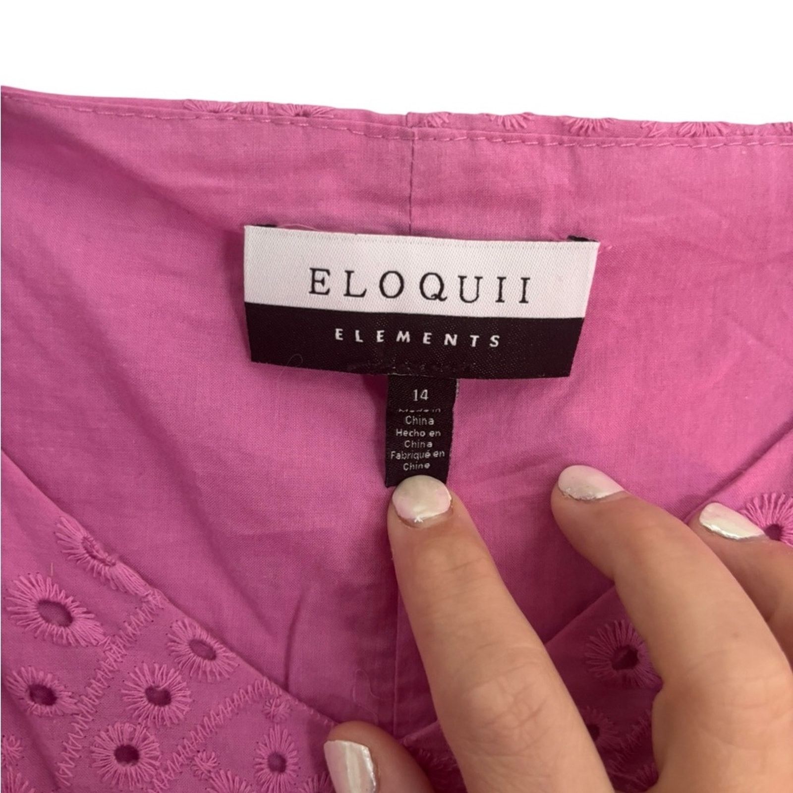DressCamp NWT! ELOQUII Elements Women's Plus Size Belted Eyelet Dress Size XL / US 12-14 / IT 48-50 - 3 Thumbnail