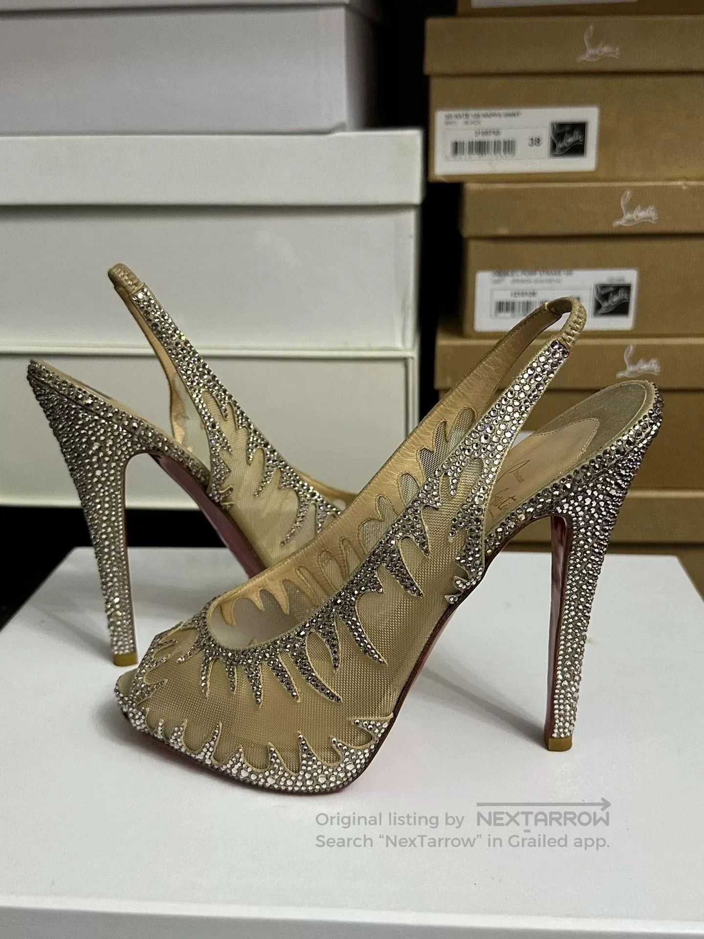 Christian Louboutin Christian Louboutin Crystal Red Sole Heels. Size US 7.5 / IT 37.5 - 1 Thumbnail