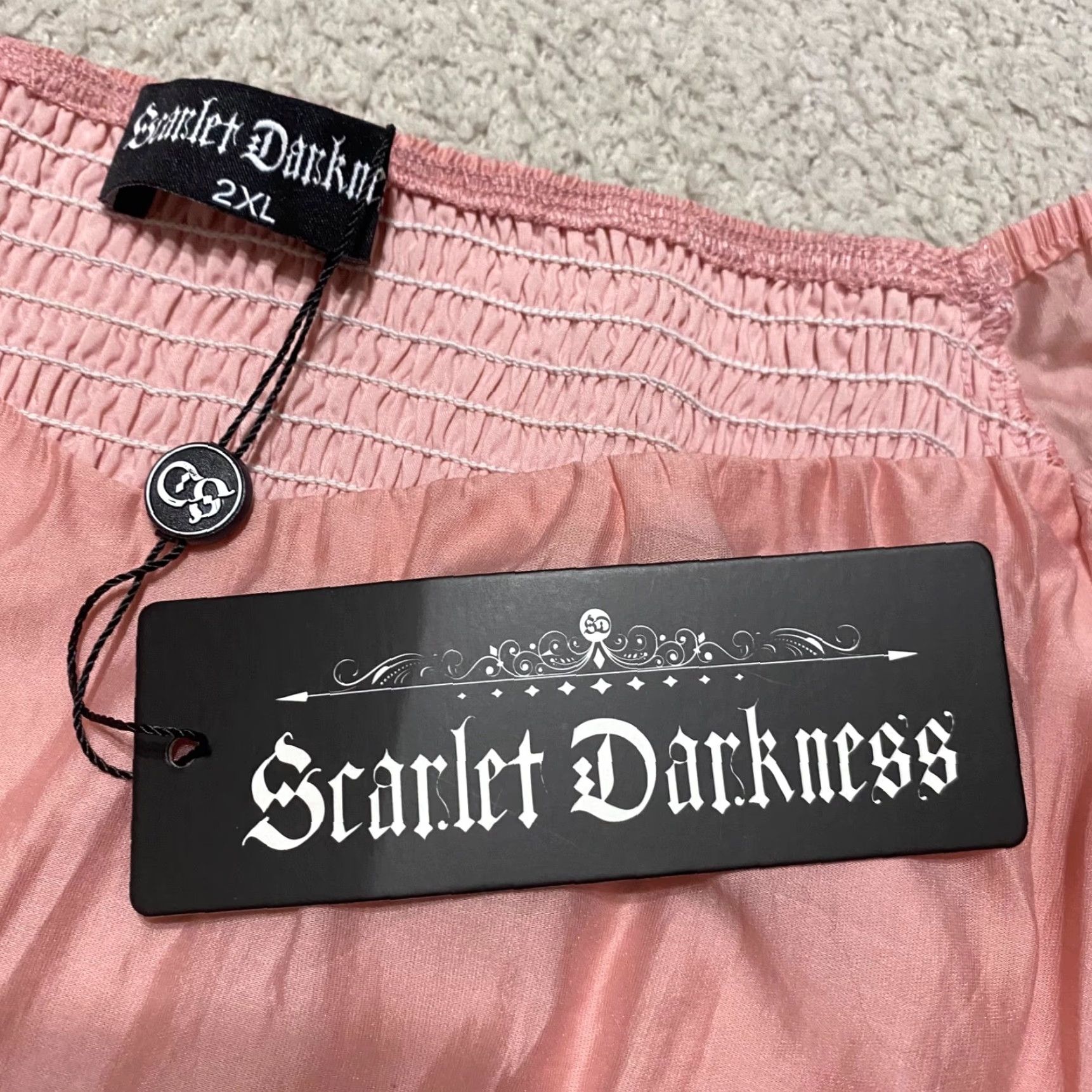Vintage Scarlet Darkness NWT Womens Dress A-Line 2XL Hi-Low Pink Polyester Lined Ruffle Short Sleeve Vintage No Size XXL / US 16-18 / IT 52-54 - 4 Thumbnail