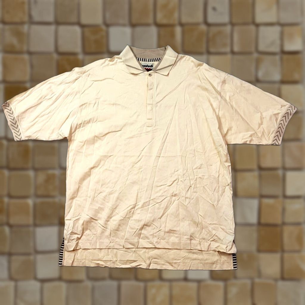 Vintage VINTAGE Jamie Sadock Polo Shirt Men L Ivory Cotton Knit Short Sleeve Collared Button Casual 90s Retro Golf Tennis Sports Outdoor Size US L / EU 52-54 / 3 - 1 Thumbnail