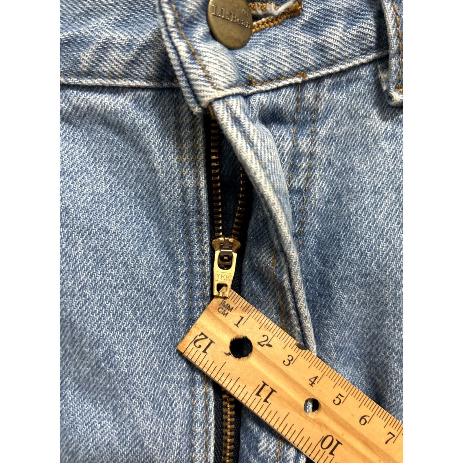 Vintage VINTAGE L.L. Bean Jeans Mens 36x30 Blue Plaid Denim 5-Pocket Relaxed Zip Made In USA M L Boy? Size US 36 / EU 52 - 5 Thumbnail
