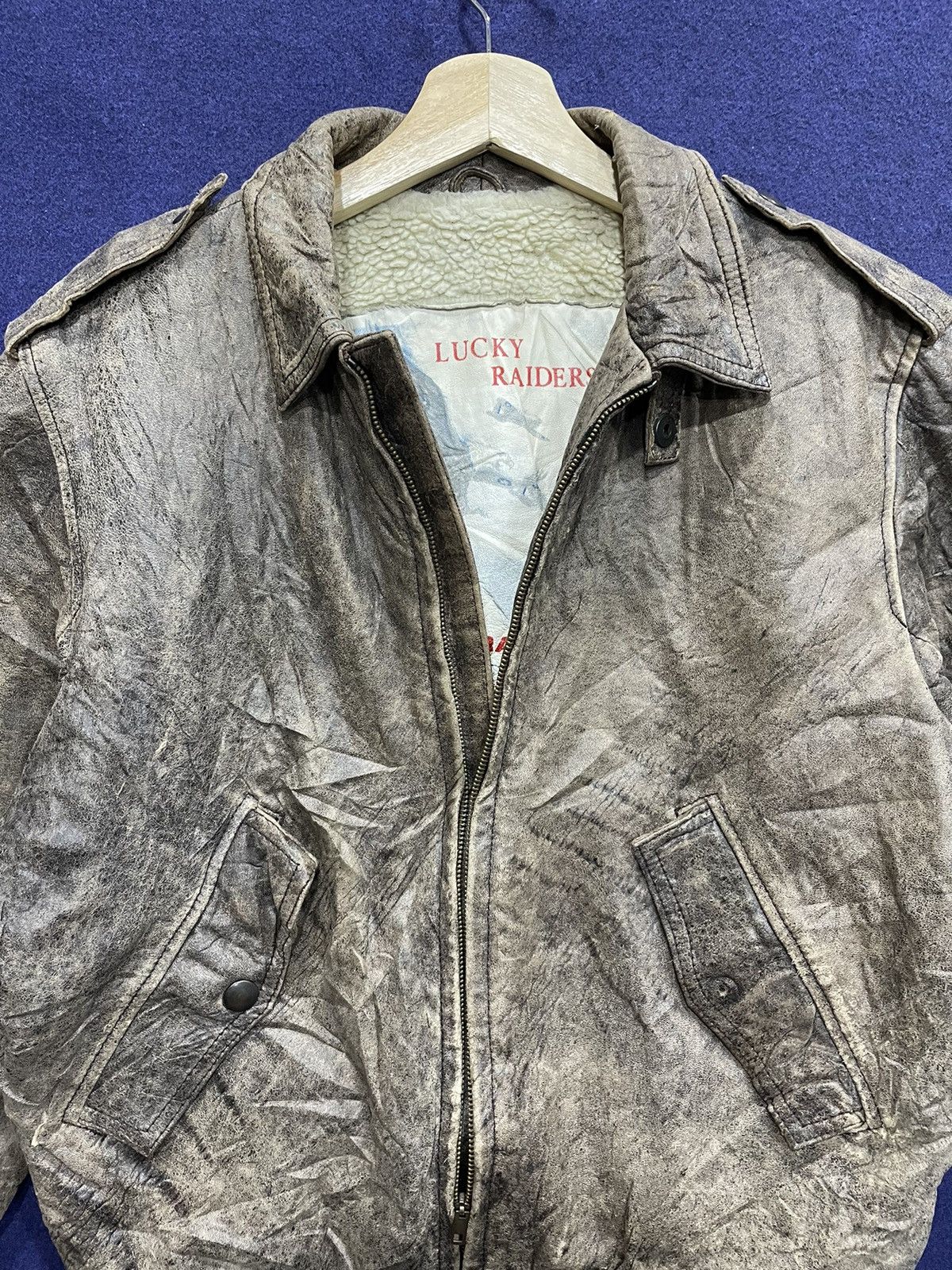Vintage Vintage 80s Army Bomber Leather Jacket Lucky Raider Size US M / EU 48-50 / 2 - 4 Thumbnail