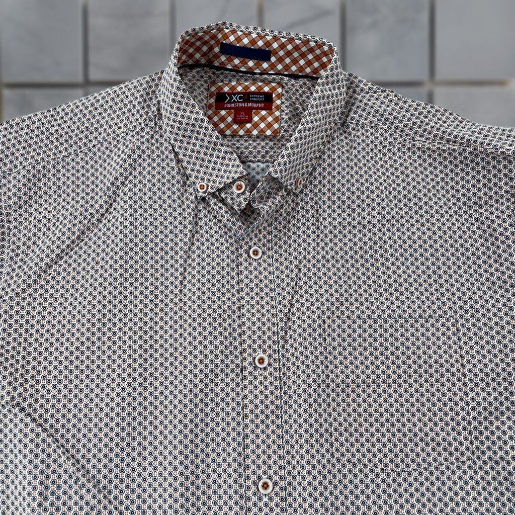 Johnston & Murphy Johnston & Murphy Shirt Mens XL Multi Geo Print XC4 Button-Down Easy Care Breathable Pockets Casual Geometric Size US XL / EU 56 / 4 - 1 Thumbnail
