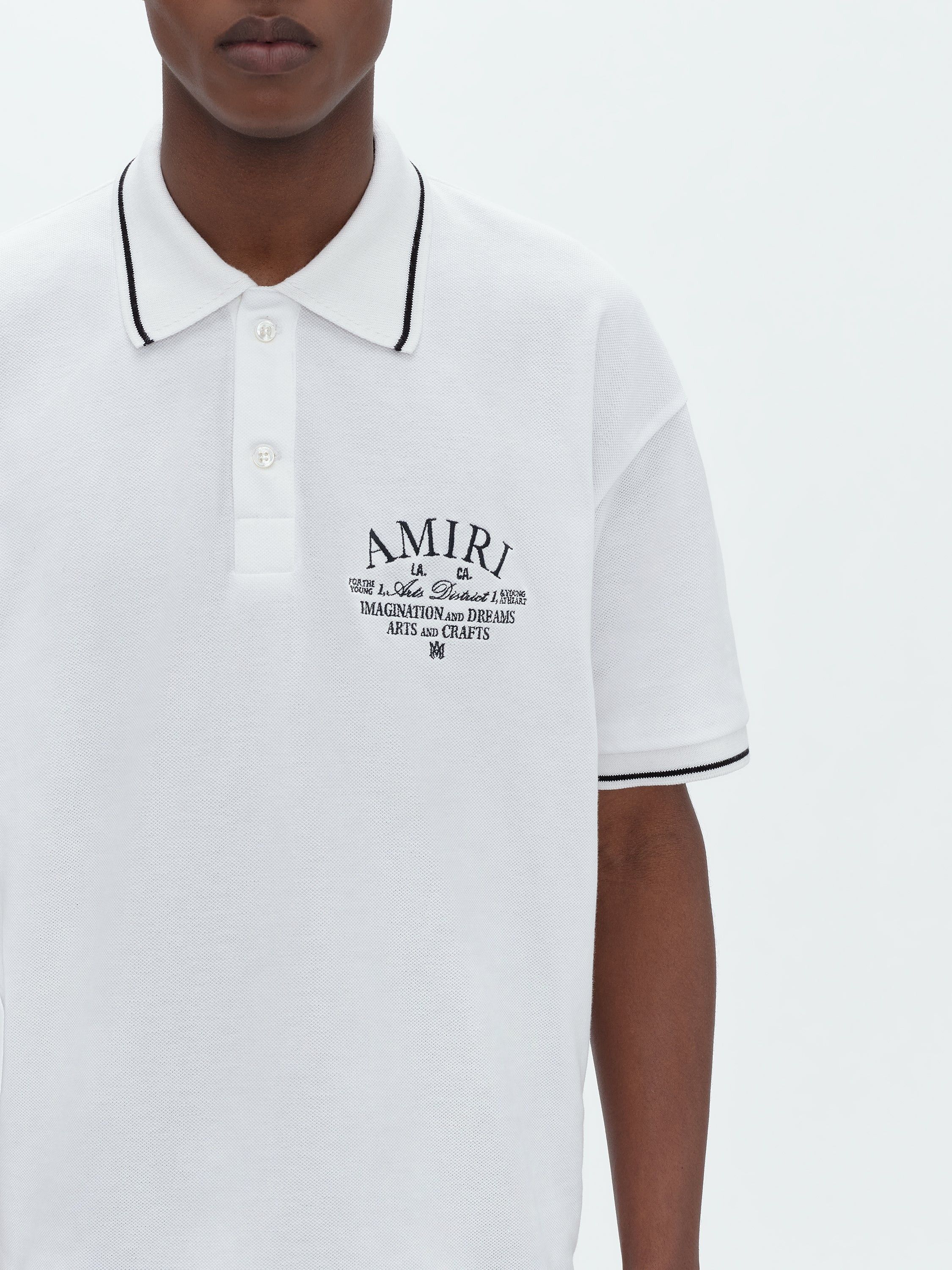 Amiri o1s1wg110825 Arts District Pique Polo Shirt in White Size US M / EU 48-50 / 2 - 5 Thumbnail