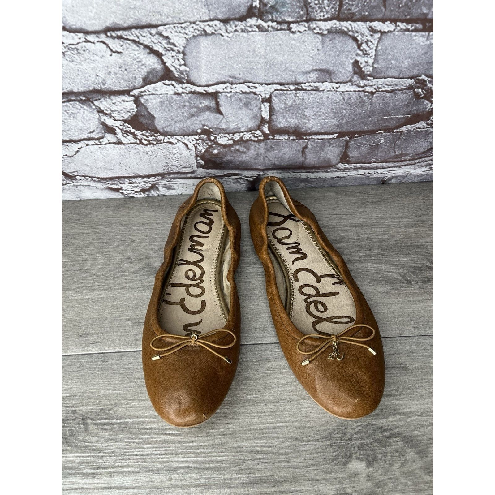 Sam Edelman Sam Edelman Felicia Brown Leather Bow Classic Ballet Flats W Size US 7.5 / IT 37.5 - 13 Thumbnail