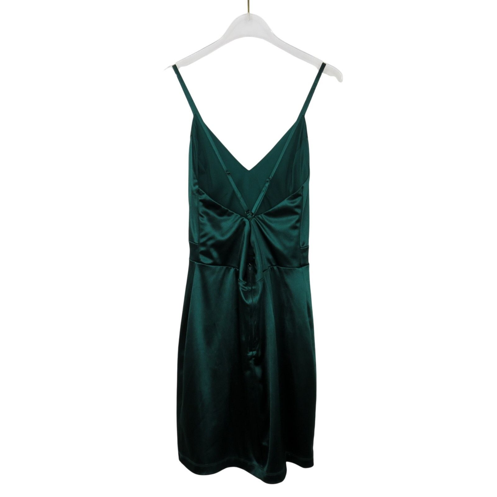 Macys Macy's Emerald Green Satin V-Neck Strap Back Mini Dress 11 Size M / US 6-8 / IT 42-44 - 8 Thumbnail