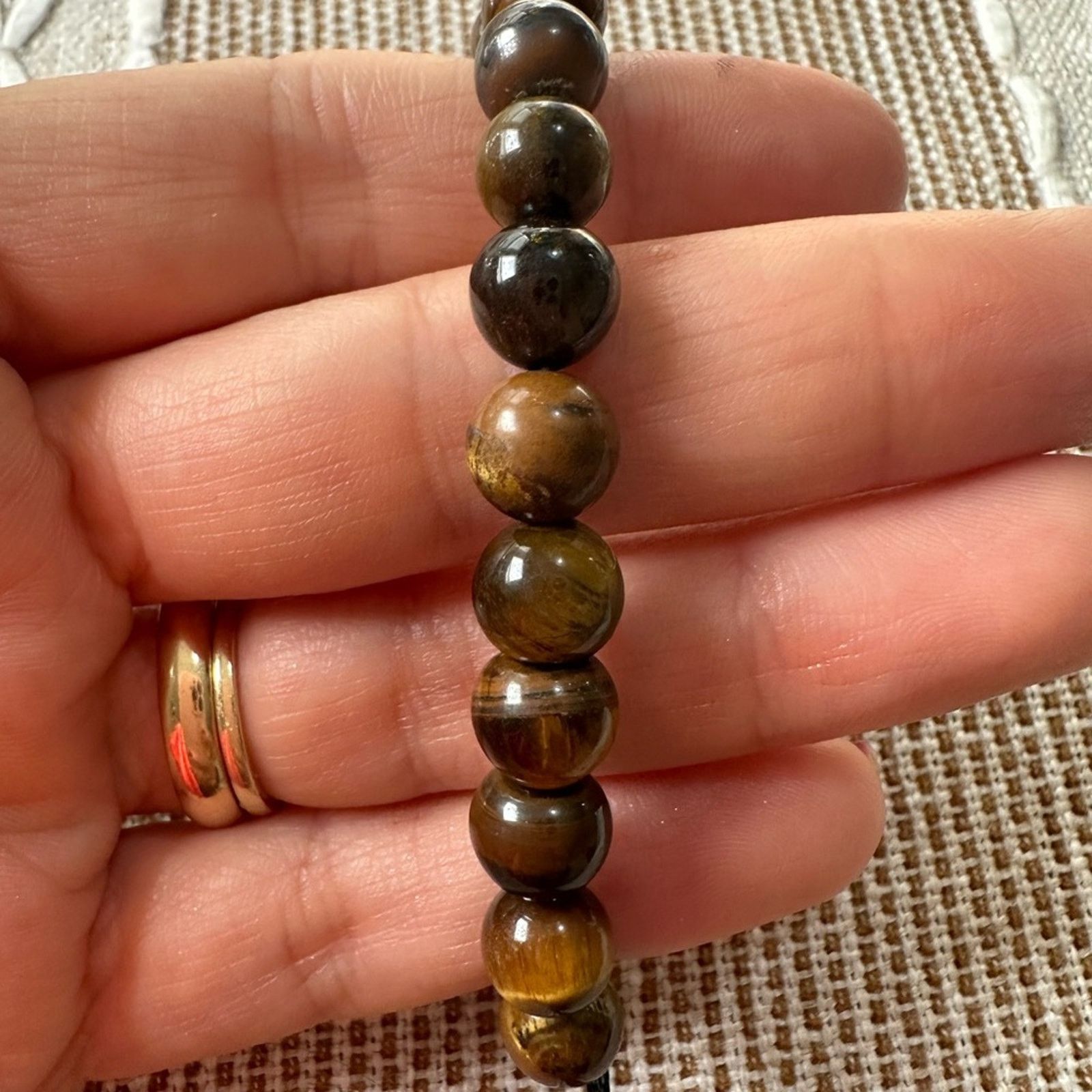 Other 8mm Tiger Eye Stone Beads Bracelet Adjustable Braided Rope Size ONE SIZE - 3 Thumbnail