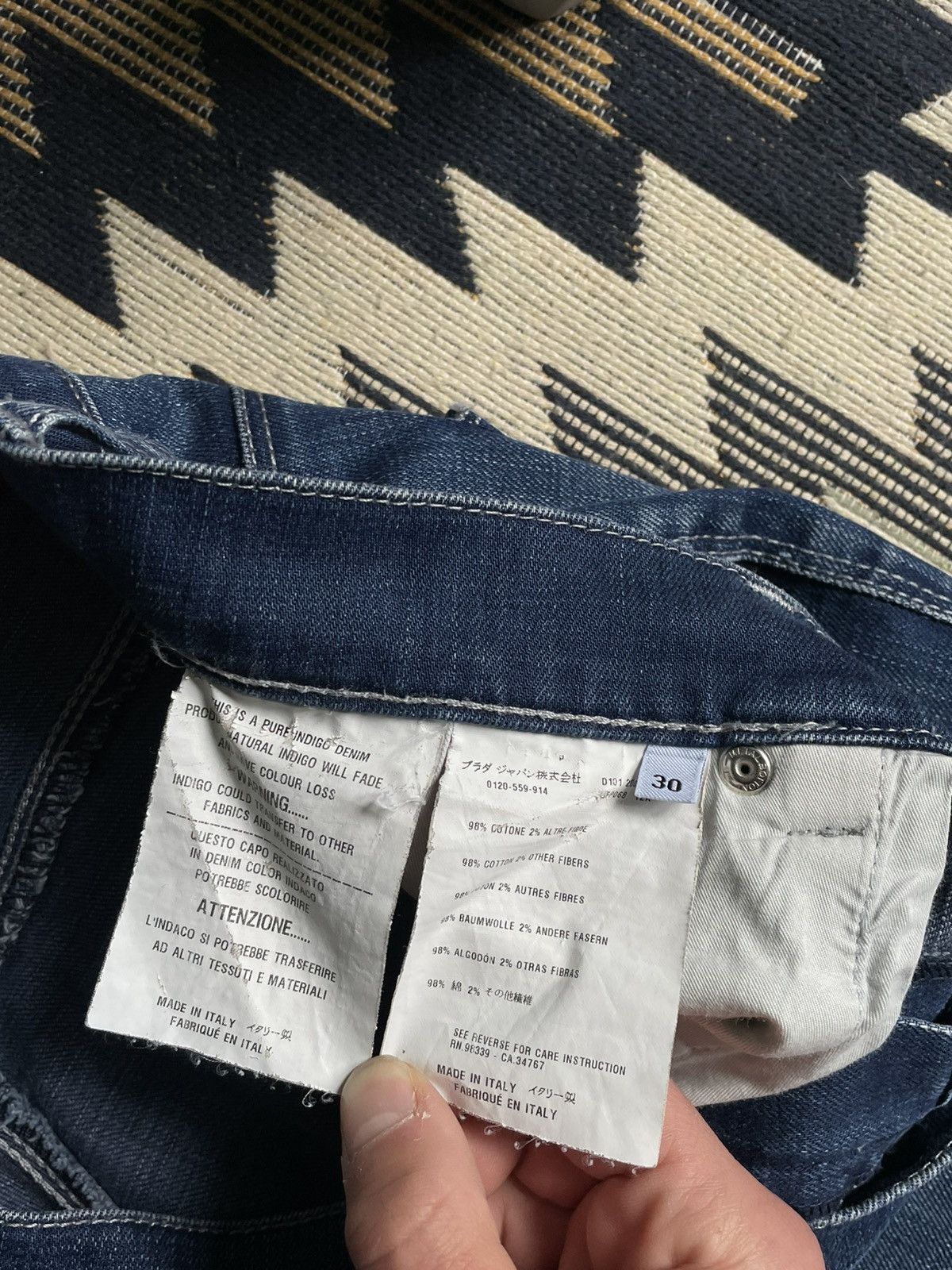 Vintage Vintage Prada Baggy Y2K Denim Flared Jeans Size 30" / US 8 / IT 44 - 14 Thumbnail