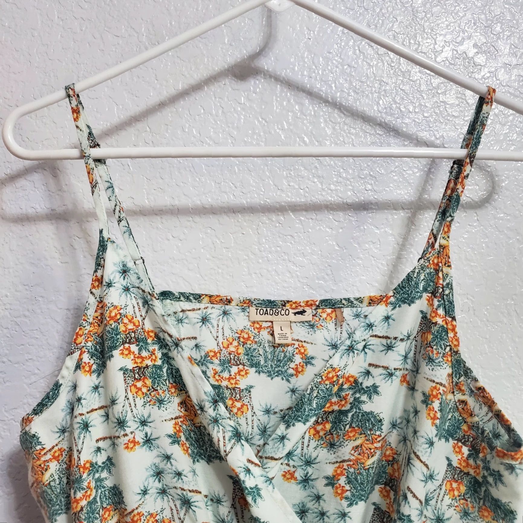 Toad&Co VINTAGE Toad & Co Hillrose Mini Dress Women L Faux Wrap Floral Sleeveless Hawaiian Beach Size L / US 10 / IT 46 - 4 Thumbnail