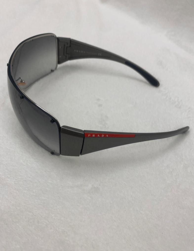 Prada × Vintage PRADA Sunglasses Rectangle Wrap Shield Metal Symbole Sport Size ONE SIZE - 1 Thumbnail