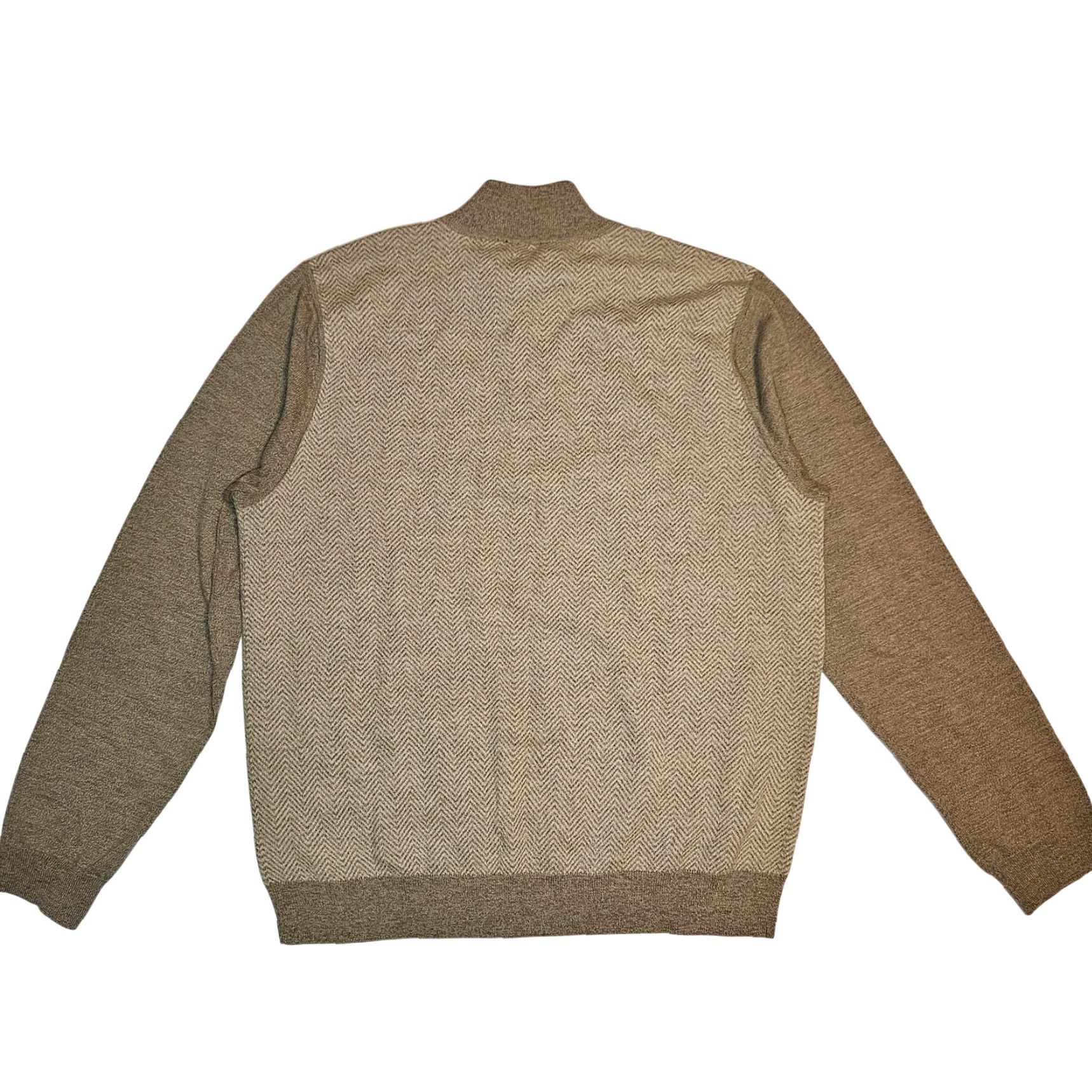 Saks Fifth Avenue VINTAGE Saks Fifth Avenue Herringbone Sweater Mens 2XL Tan Gray 100% Merino Wool NWT Size US XXL / EU 58 / 5 - 2 Thumbnail