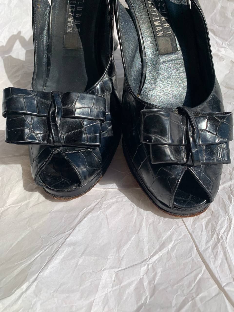 Stuart Weitzman × Vintage Stuart Weitzman vintage black leather slingback sandals Size US 7.5 / IT 37.5 - 10 Thumbnail