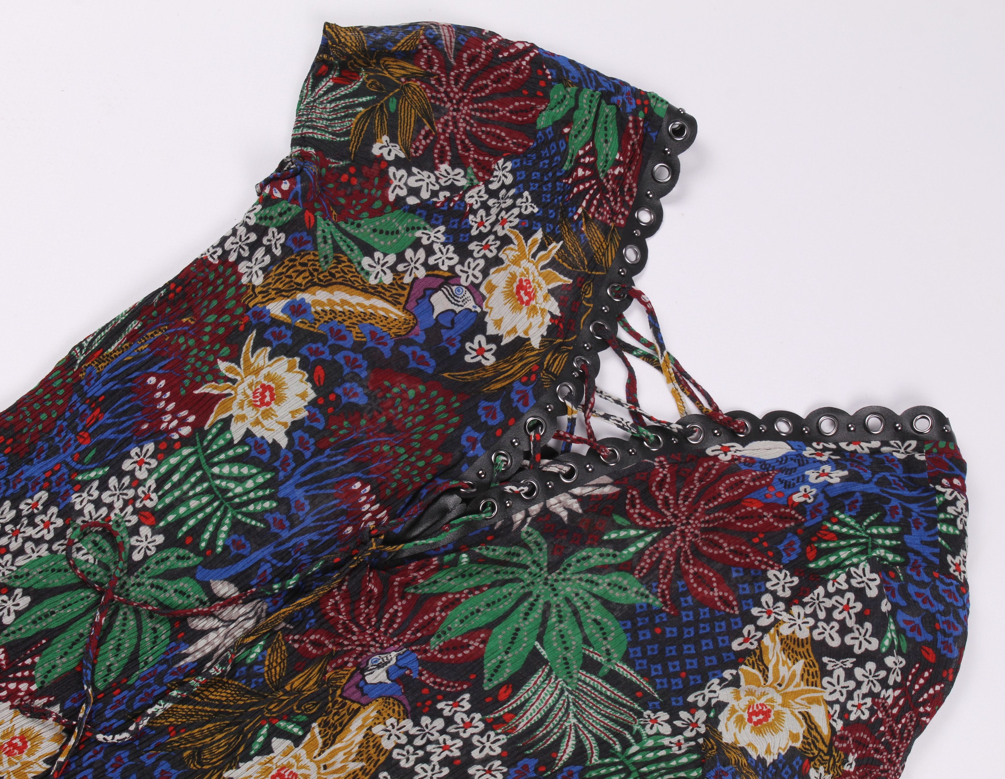 IKKS IKKS Silk Blend Pleated Flora Blouse Top Size S / US 4 / IT 40 - 10 Thumbnail
