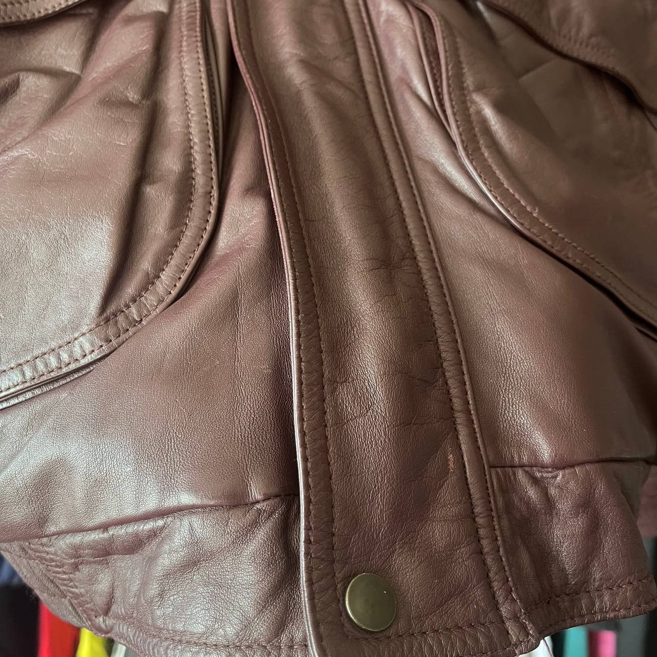 Vintage Vintage St Michael Real Leather Biker Brown Bomber Jacket Size US M / EU 48-50 / 2 - 15 Thumbnail
