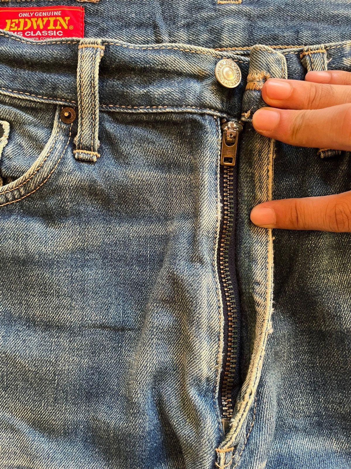 Edwin Vintage Edwin Japan Distressed Baggy Blue Denim Jeans 32x28 Size US 32 / EU 48 - 3 Thumbnail