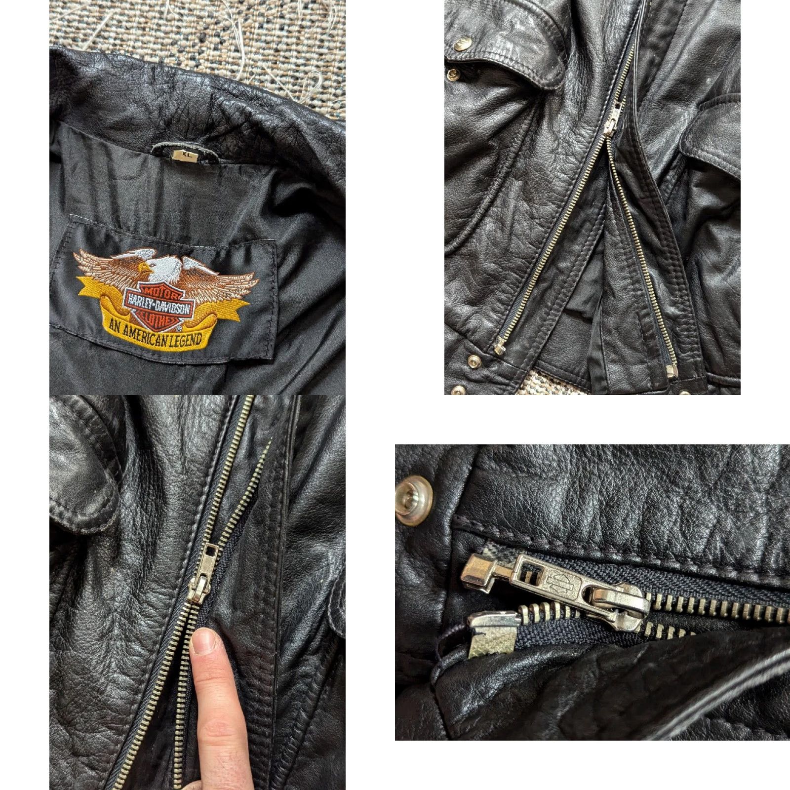 Harley Davidson VINTAGE Harley-Davidson leather XL black BOMBER motorcycle Jacket Mens XL Black Size US XL / EU 56 / 4 - 8 Thumbnail