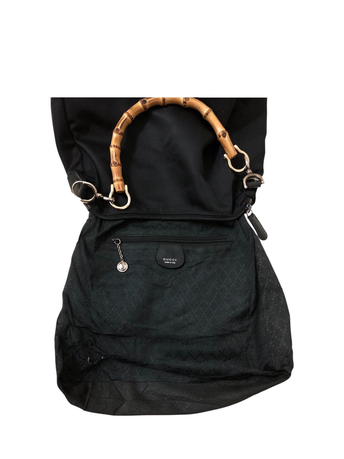Gucci Vintage Gucci Bamboo Shoulder Bag Nylon Gucci Top Handle Size ONE SIZE - 10 Thumbnail