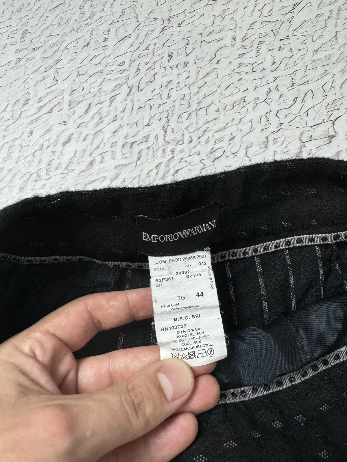 Armani Emporio Armani black wool striped wide bootcut pants Size 30" / US 8 / IT 44 - 8 Thumbnail